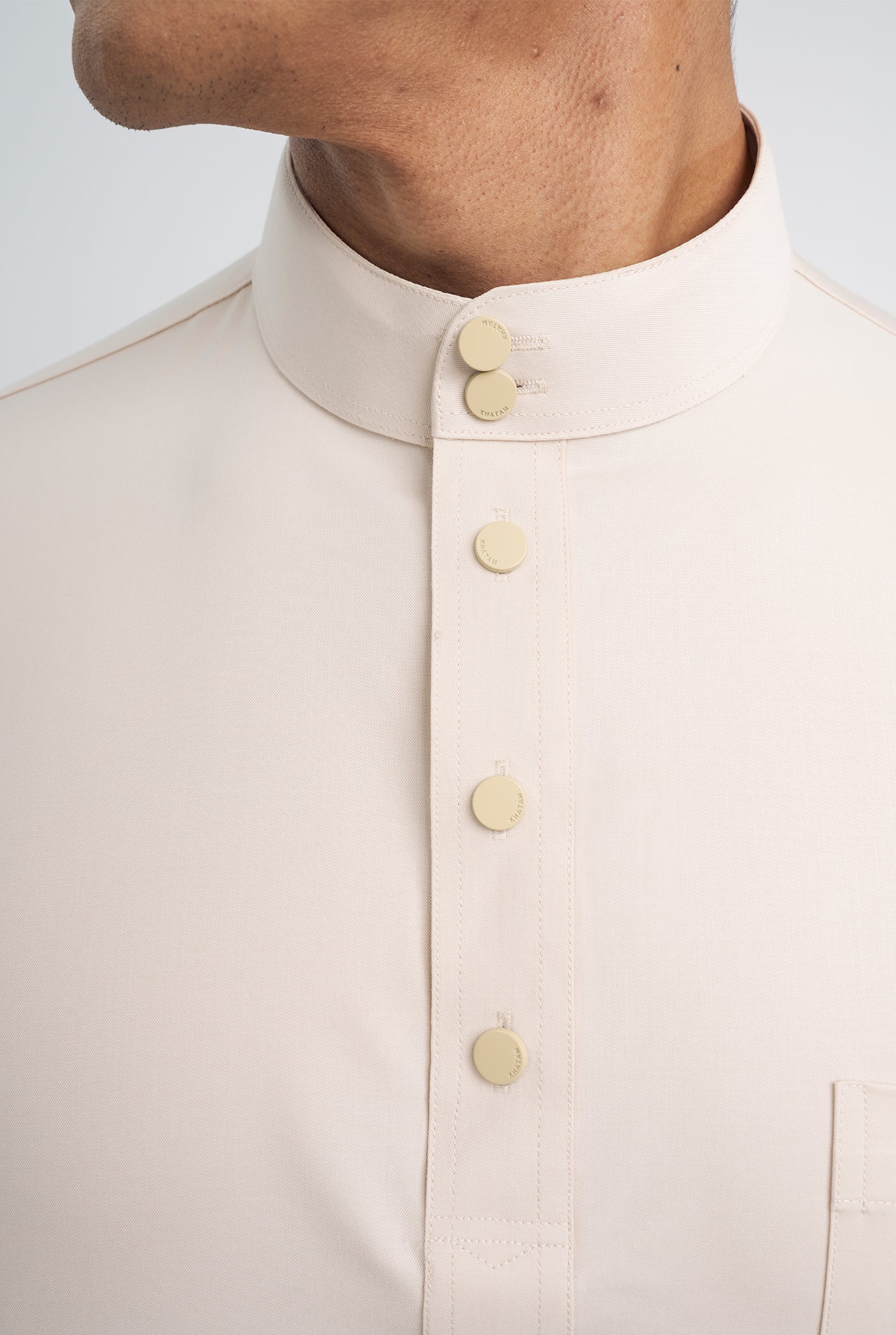 Patawali Classic Fit Baju Melayu Cekak Musang - Ecru Beige