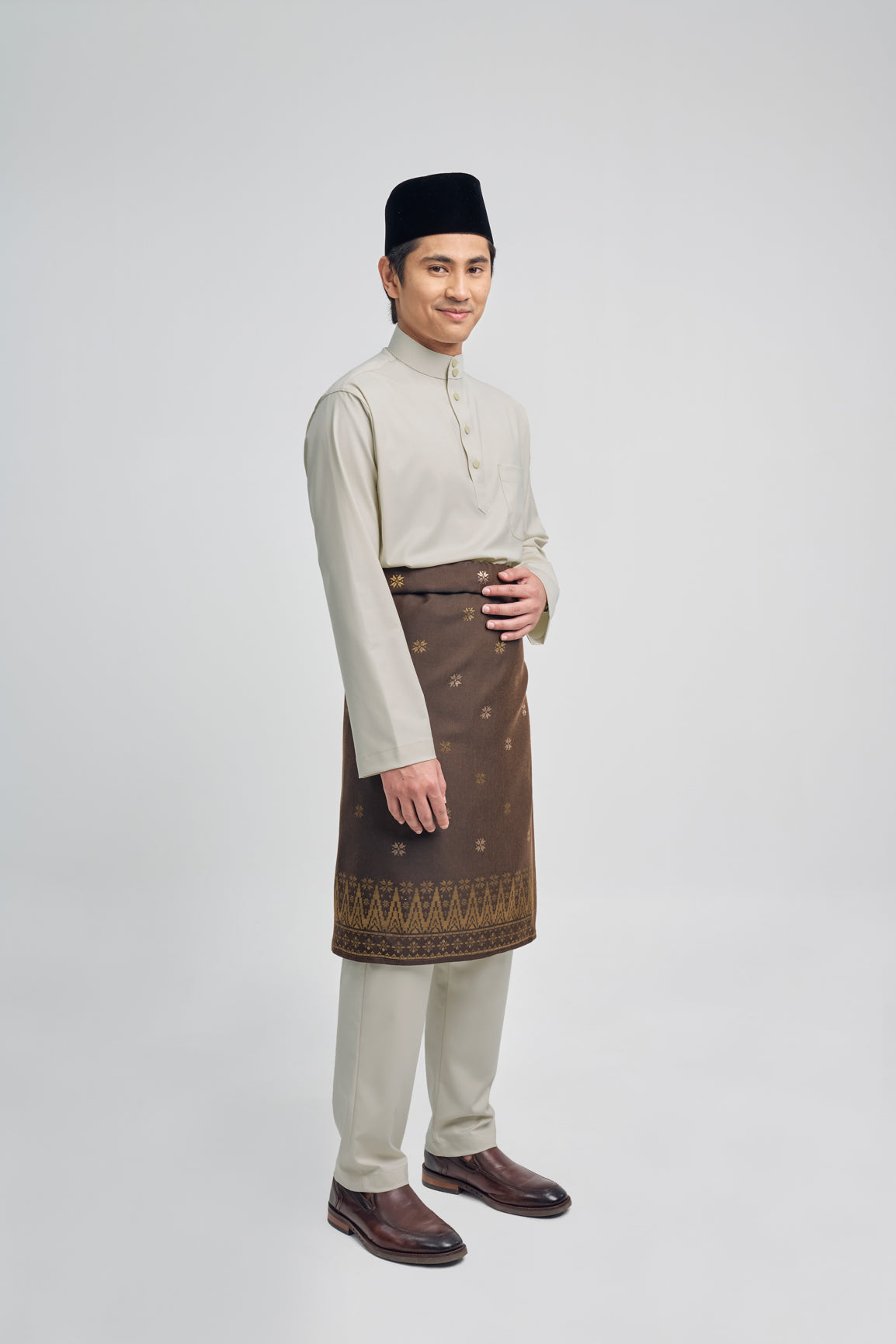 Patawali Classic Fit Baju Melayu Cekak Musang - Light Olive