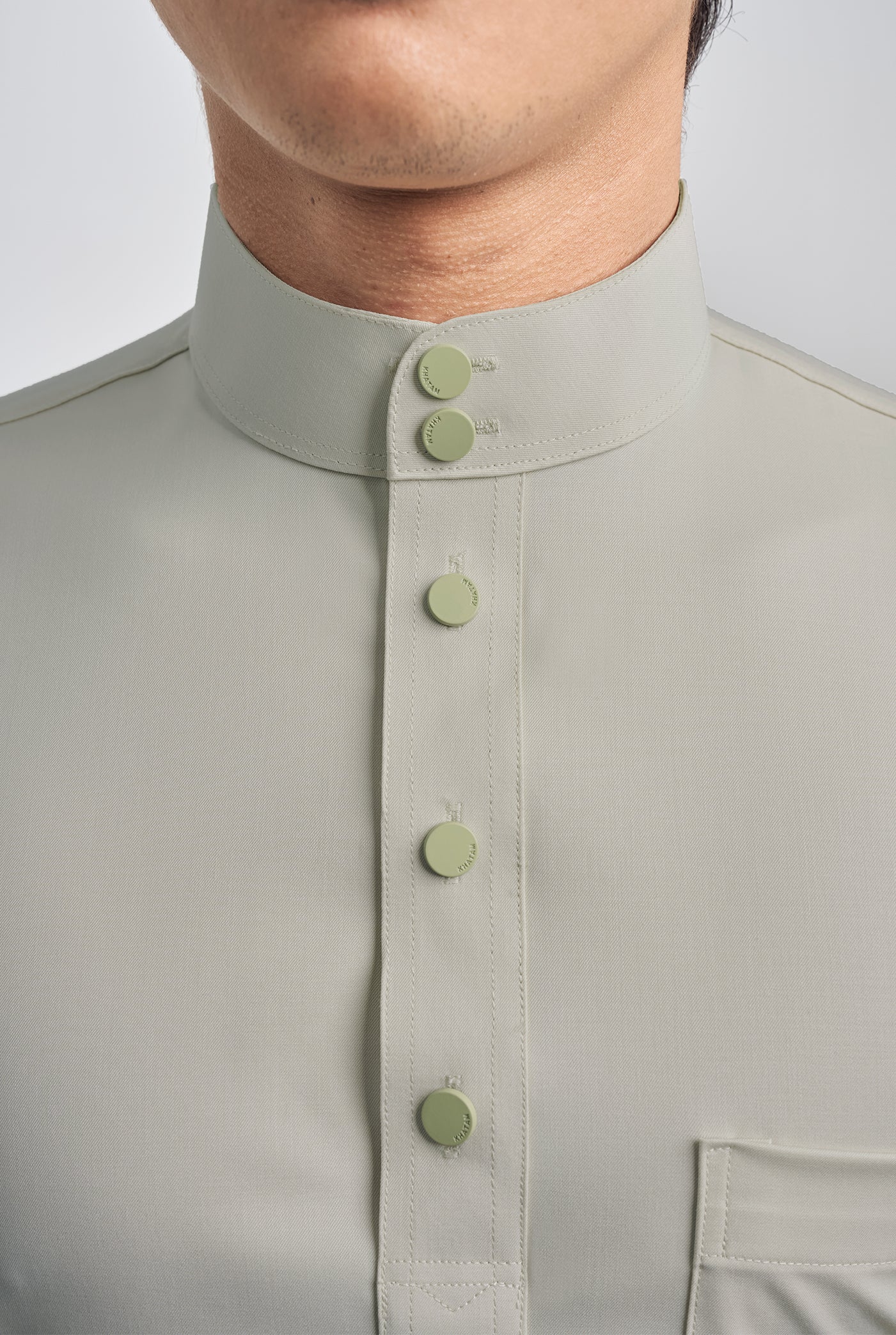 Patawali Classic Fit Baju Melayu Cekak Musang - Light Olive