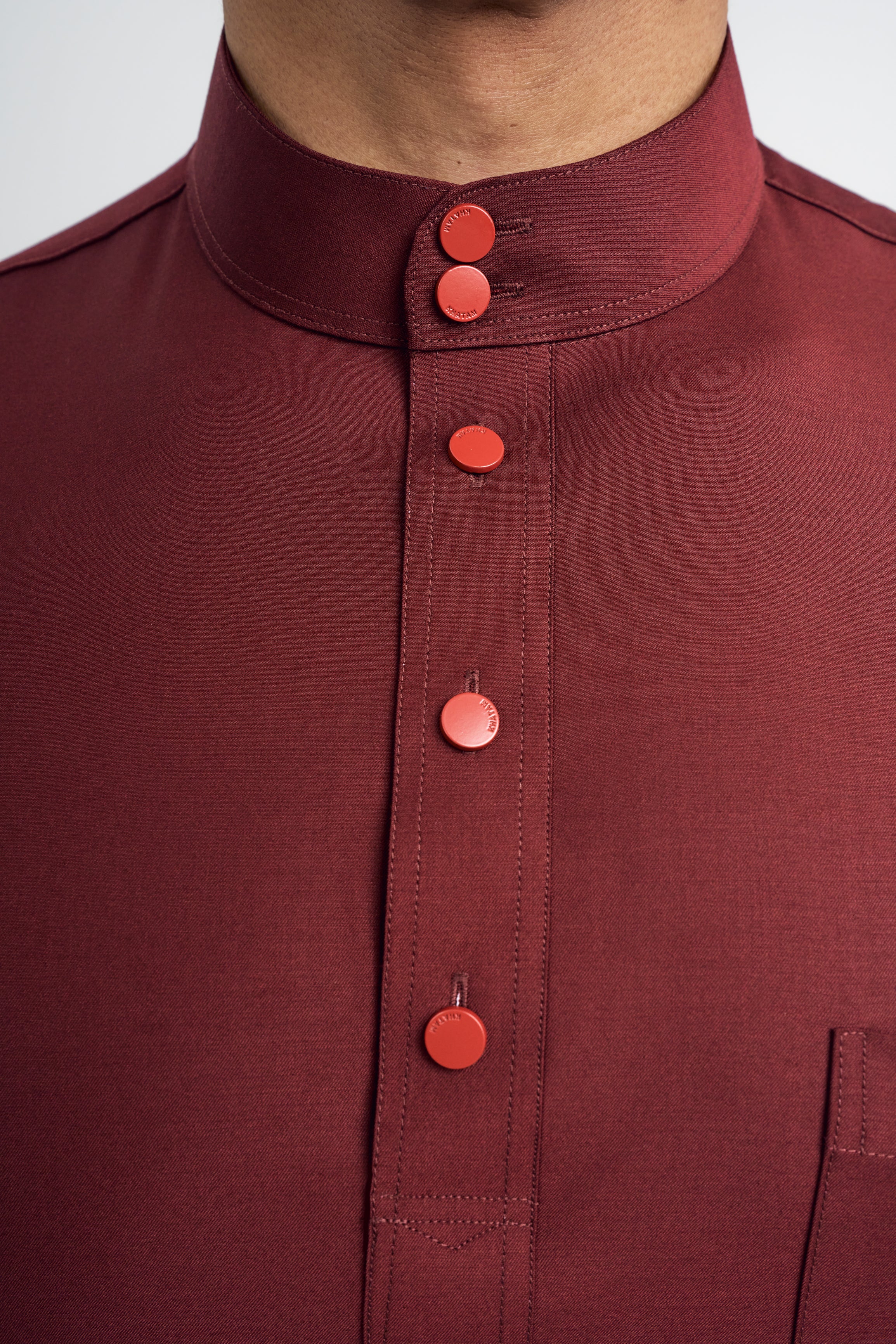 Patawali Classic Fit Baju Melayu Cekak Musang - Mahogany Red