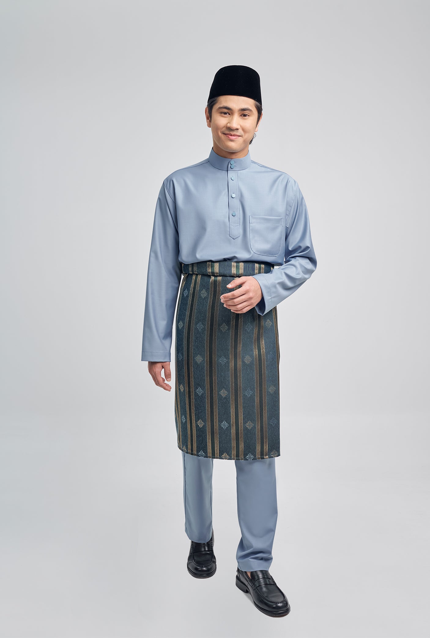 Patawali Classic Fit Baju Melayu Cekak Musang - Stone Blue