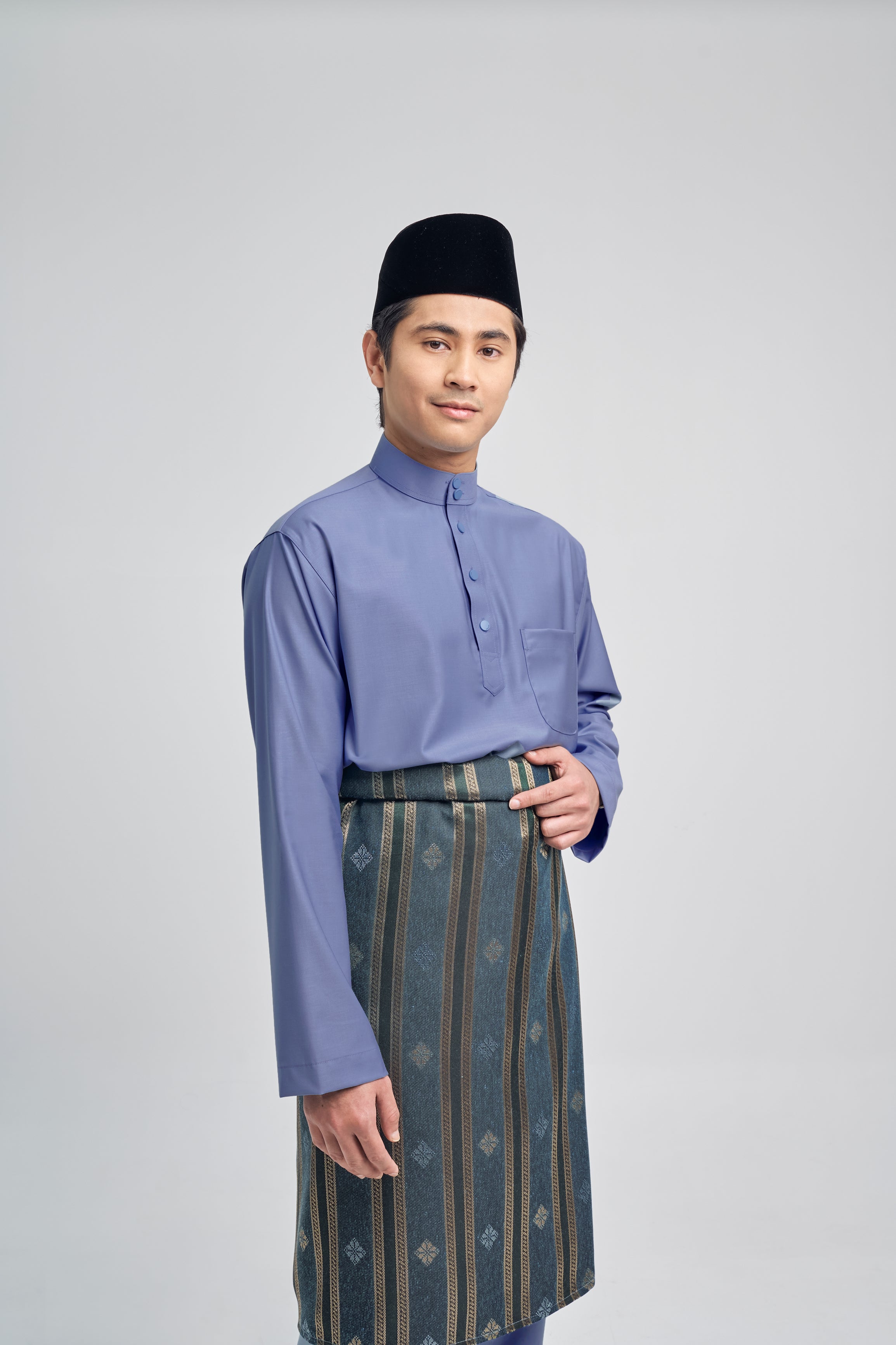 Patawali Classic Fit Baju Melayu Cekak Musang - Stone Blue