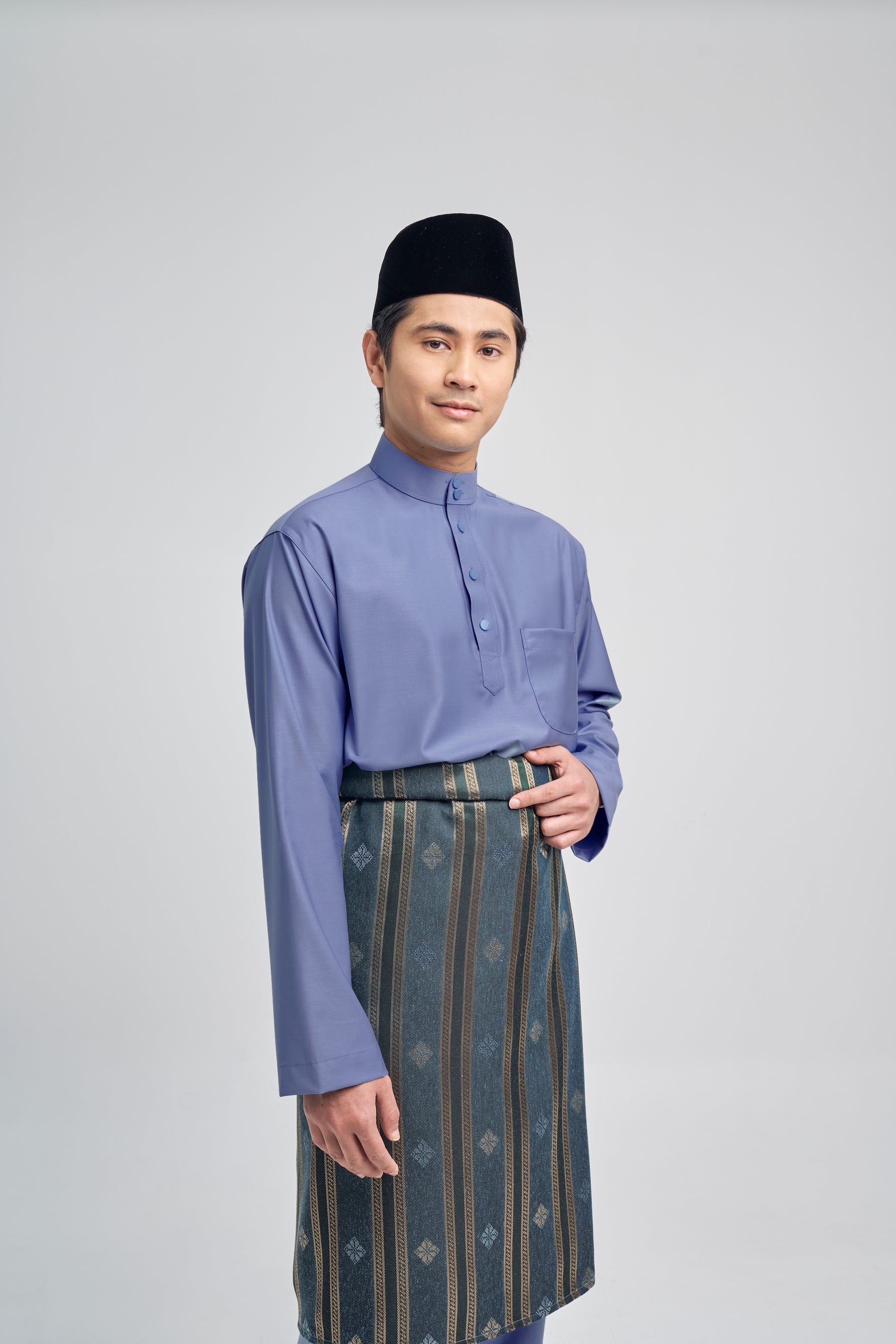 Patawali Classic Fit Baju Melayu Cekak Musang - Stone Blue