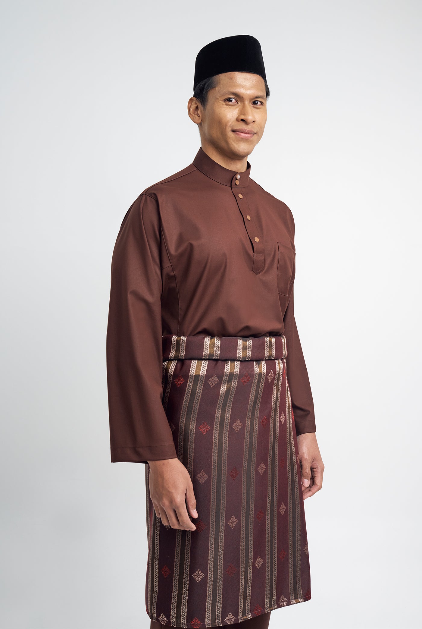 Patawali Classic Fit Baju Melayu Cekak Musang - Dark Brown
