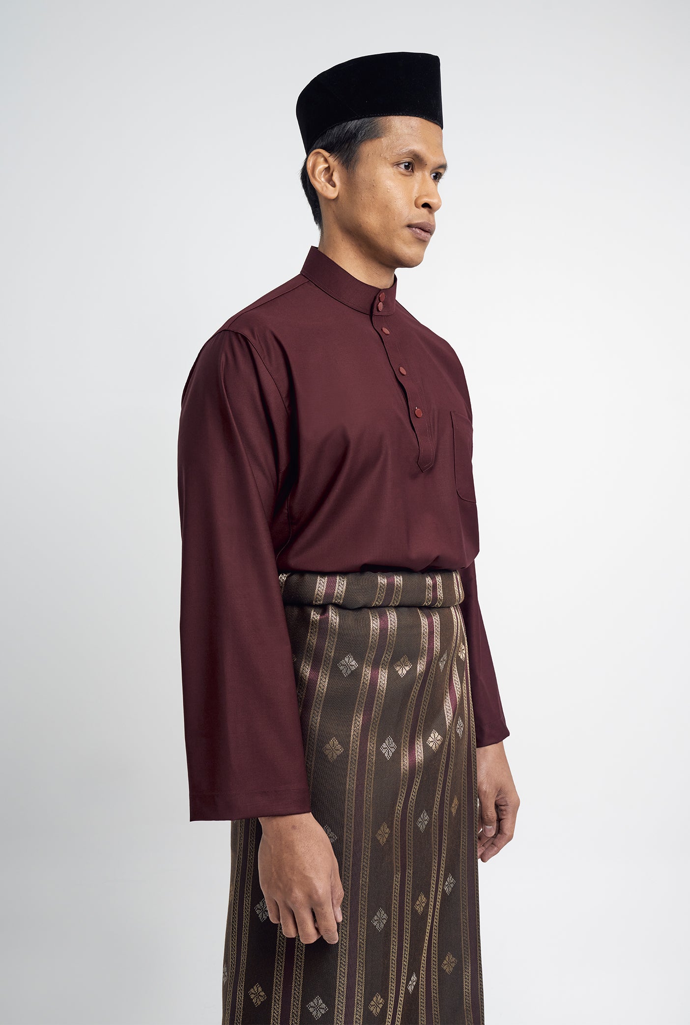 Patawali Classic Fit Baju Melayu Cekak Musang - Burgundy Red