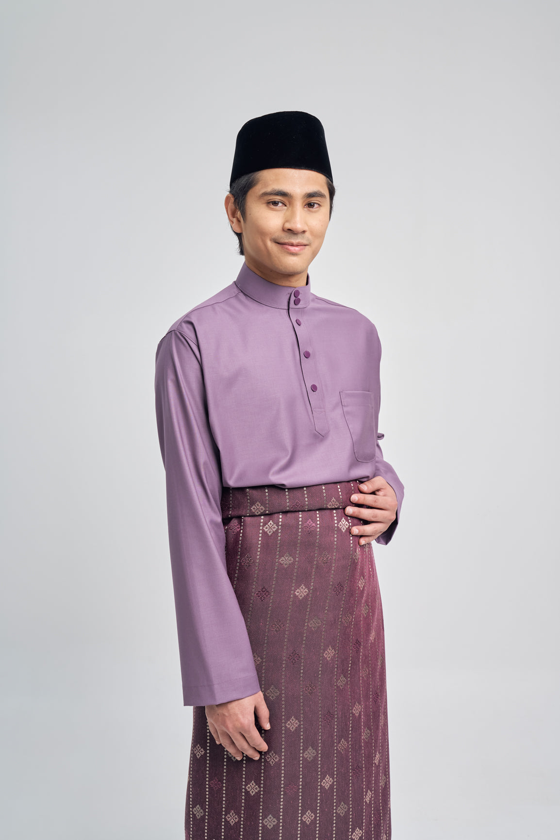 Patawali Classic Fit Baju Melayu Cekak Musang - Dusty Lilac