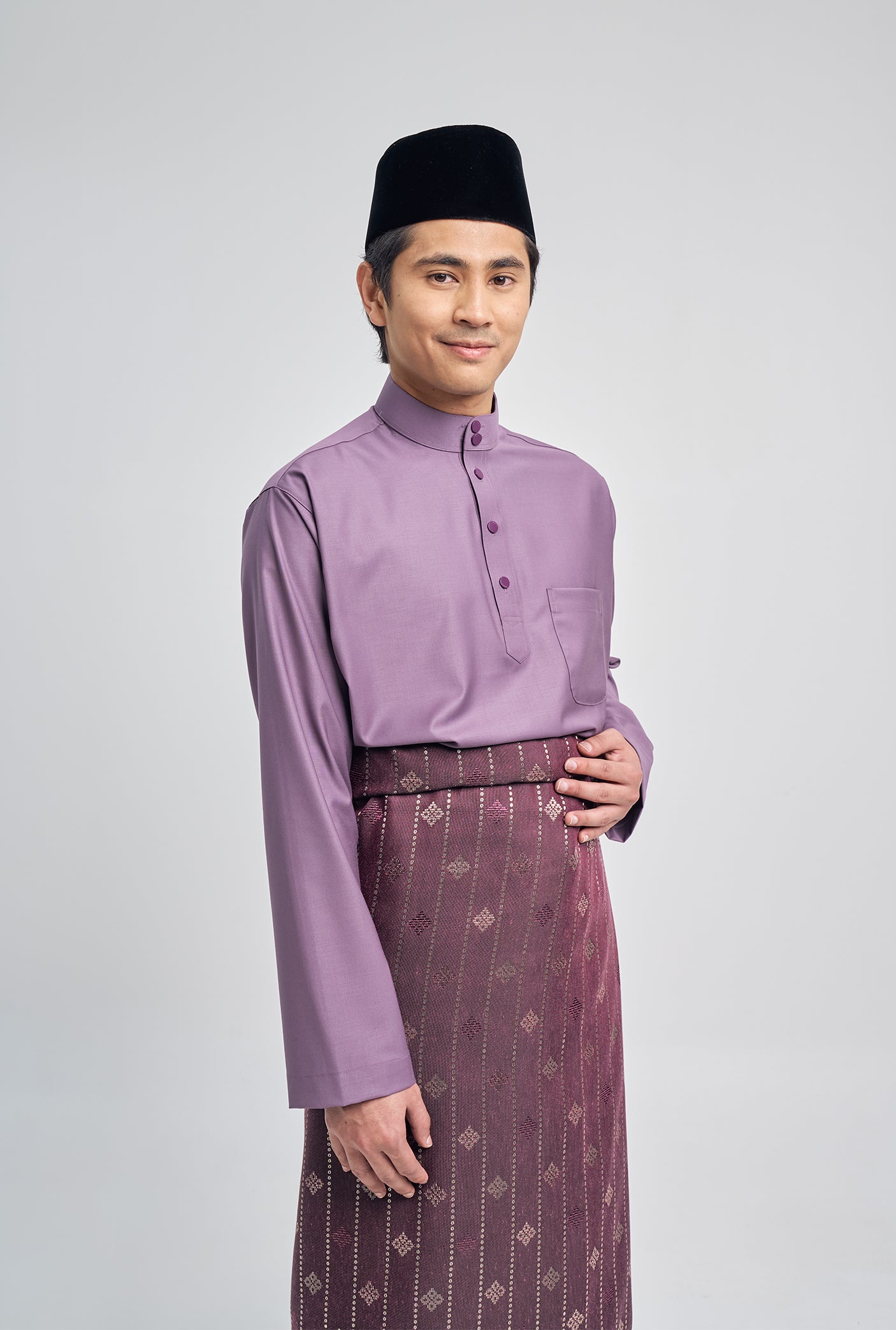 Patawali Classic Fit Baju Melayu Cekak Musang - Dusty Lilac