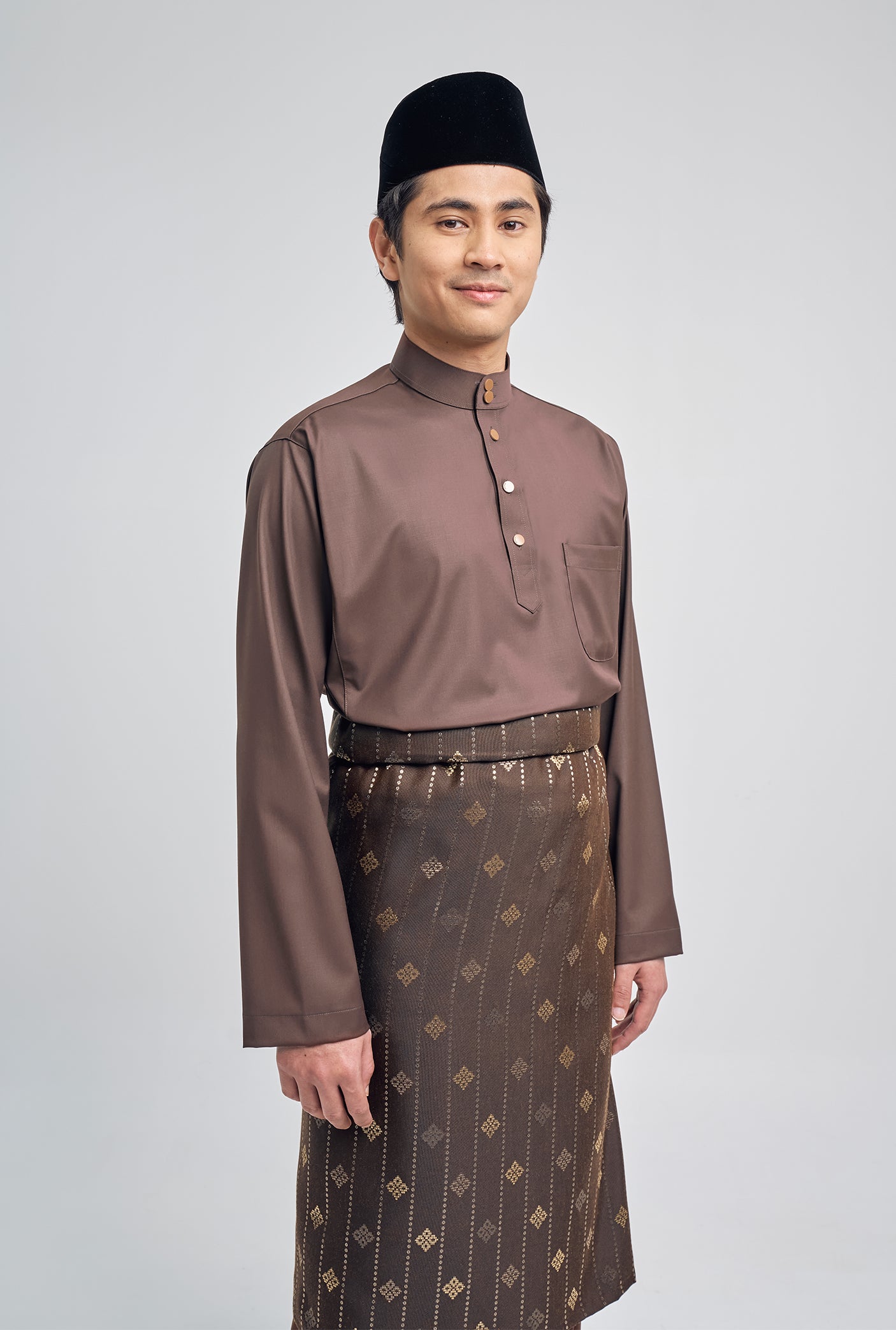 Patawali Classic Fit Baju Melayu Cekak Musang - Espresso