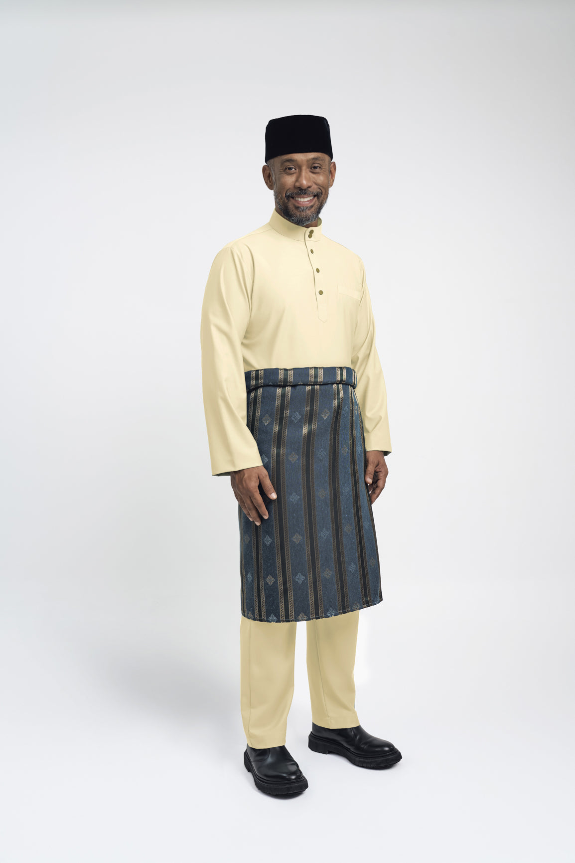 Patawali Modern Fit Baju Melayu Cekak Musang - Kuning Langsat