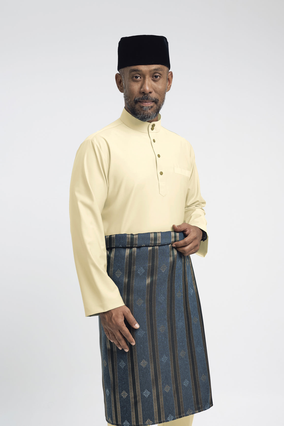 Patawali Modern Fit Baju Melayu Cekak Musang - Kuning Langsat