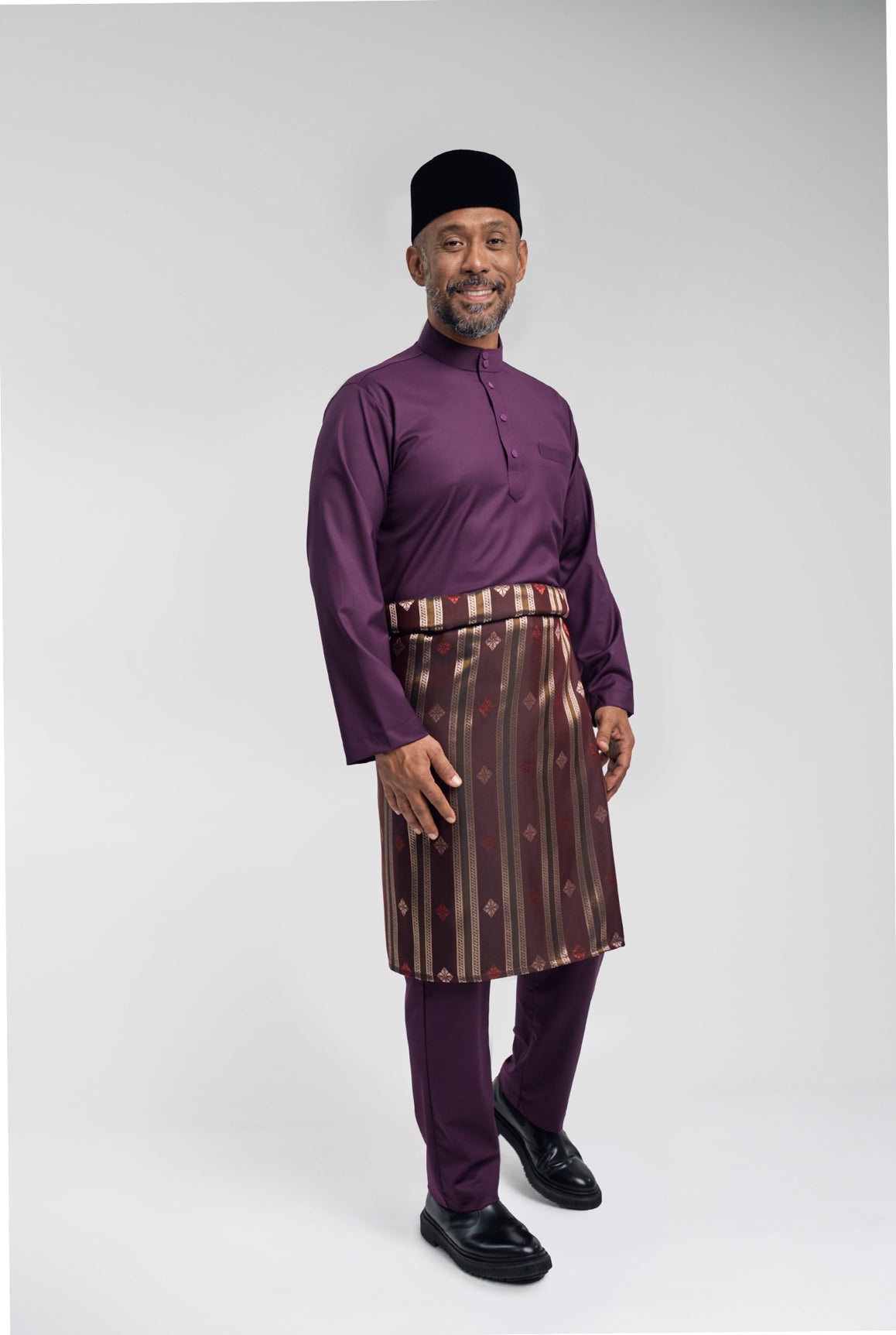 Patawali Modern Fit Baju Melayu Cekak Musang - Dark Purple