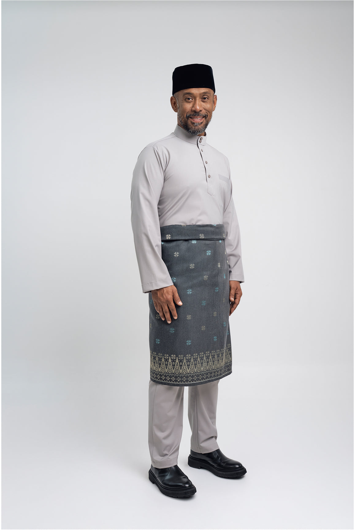 Patawali Modern Fit Baju Melayu Cekak Musang - Ash Grey