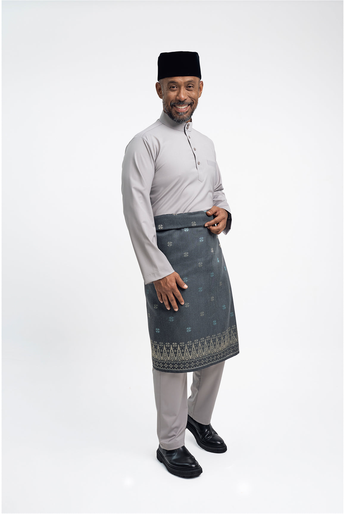 Patawali Modern Fit Baju Melayu Cekak Musang - Ash Grey