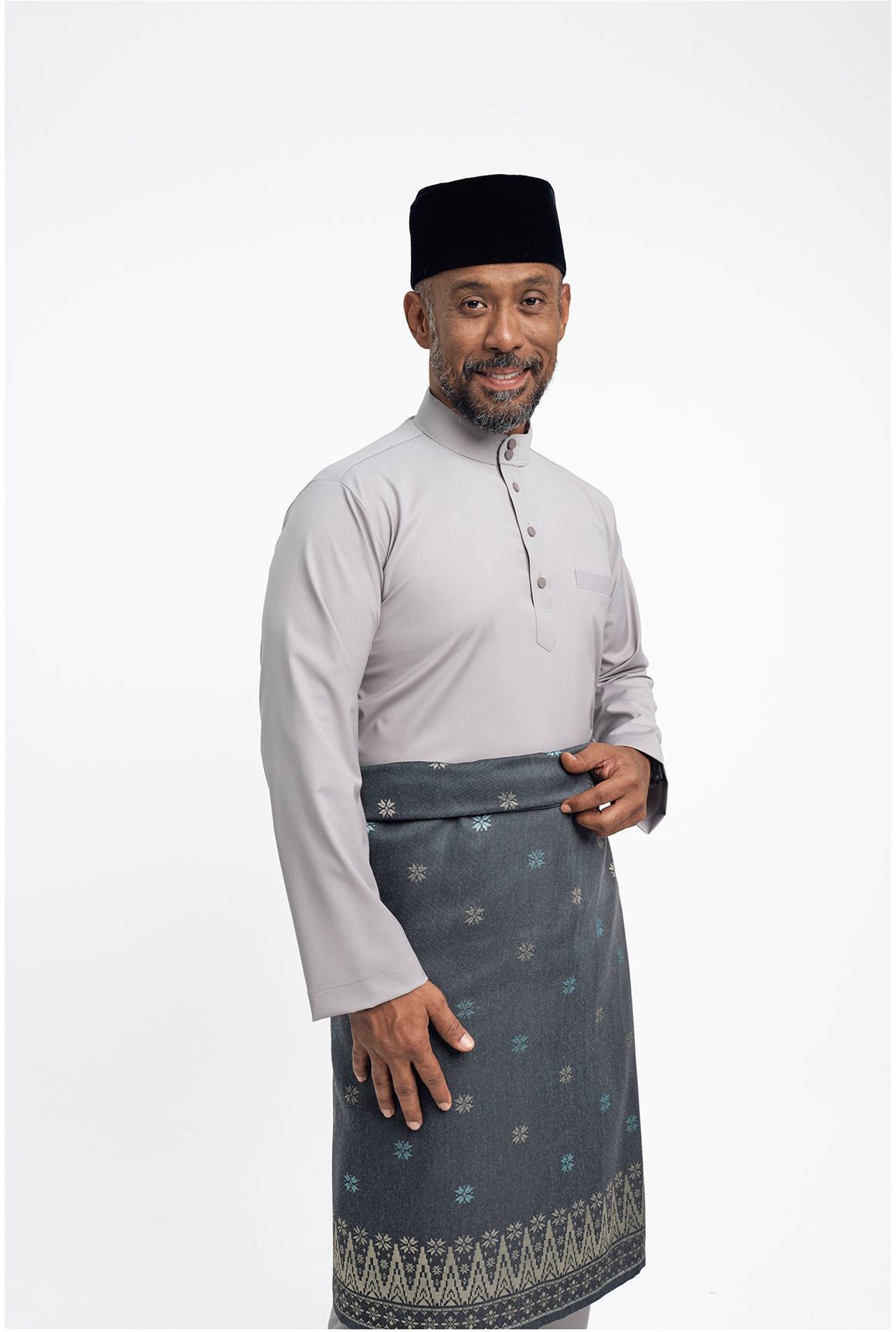 Patawali Modern Fit Baju Melayu Cekak Musang - Ash Grey