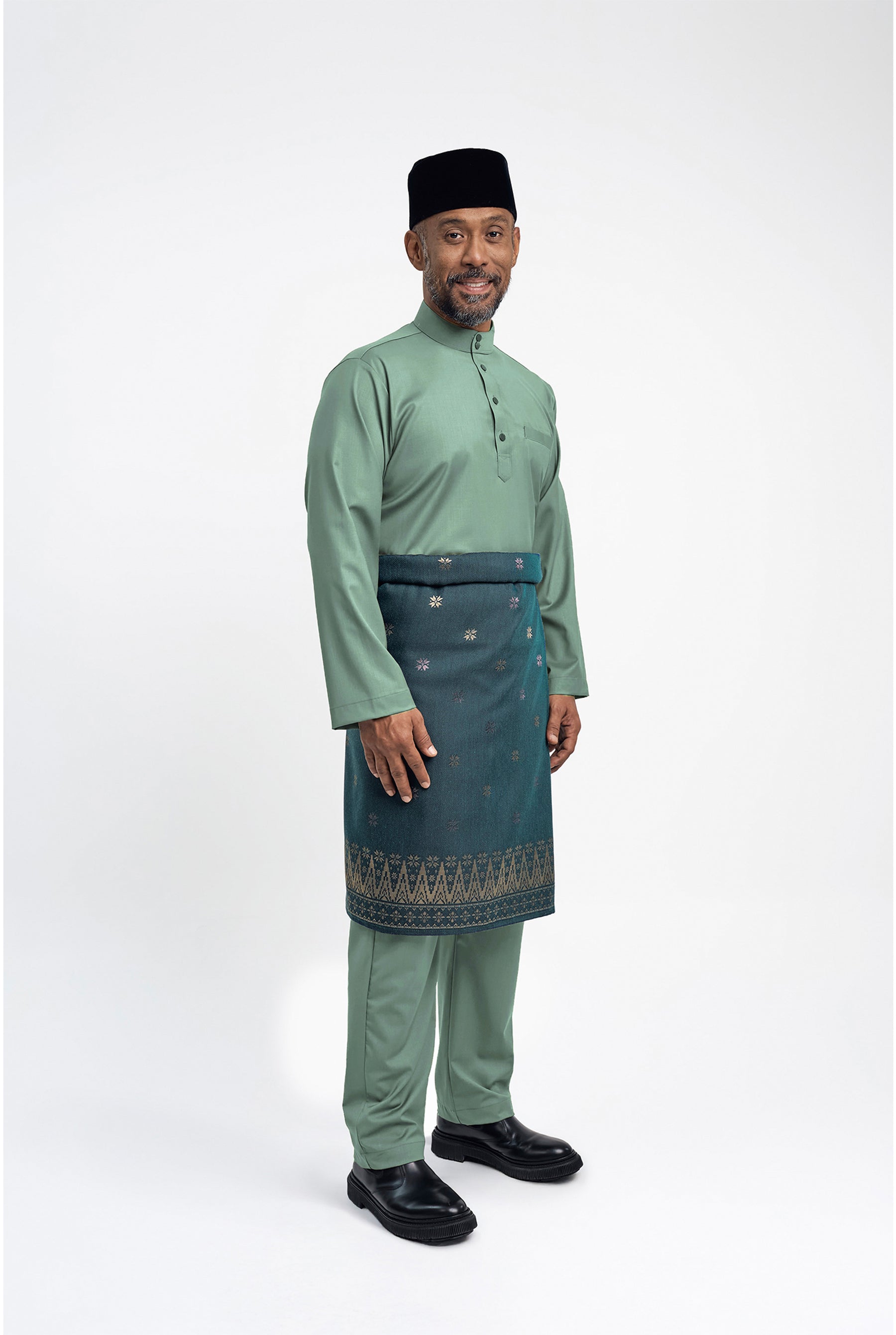 Patawali Modern Fit Baju Melayu Cekak Musang - Grass Green