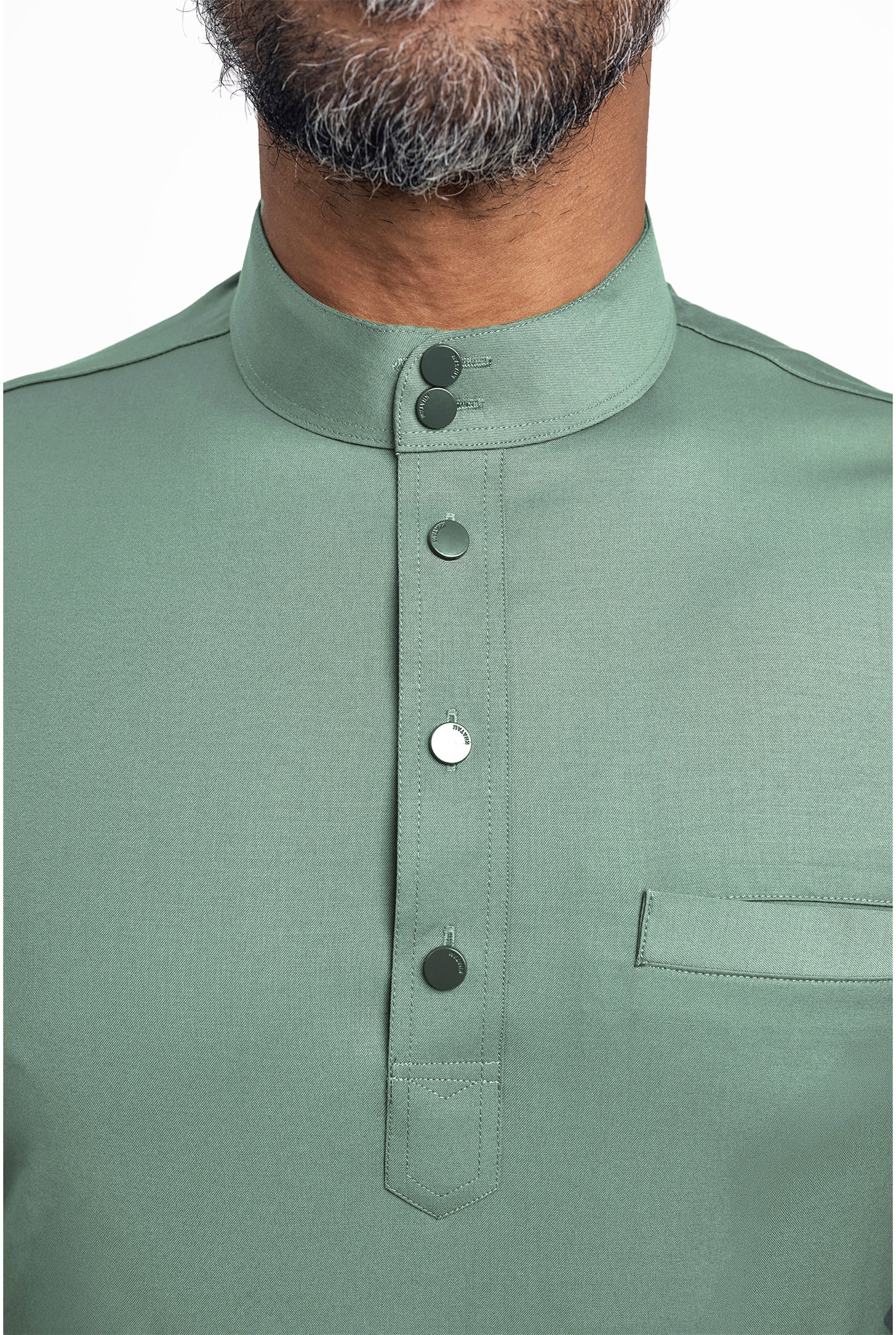 Patawali Modern Fit Baju Melayu Cekak Musang - Grass Green