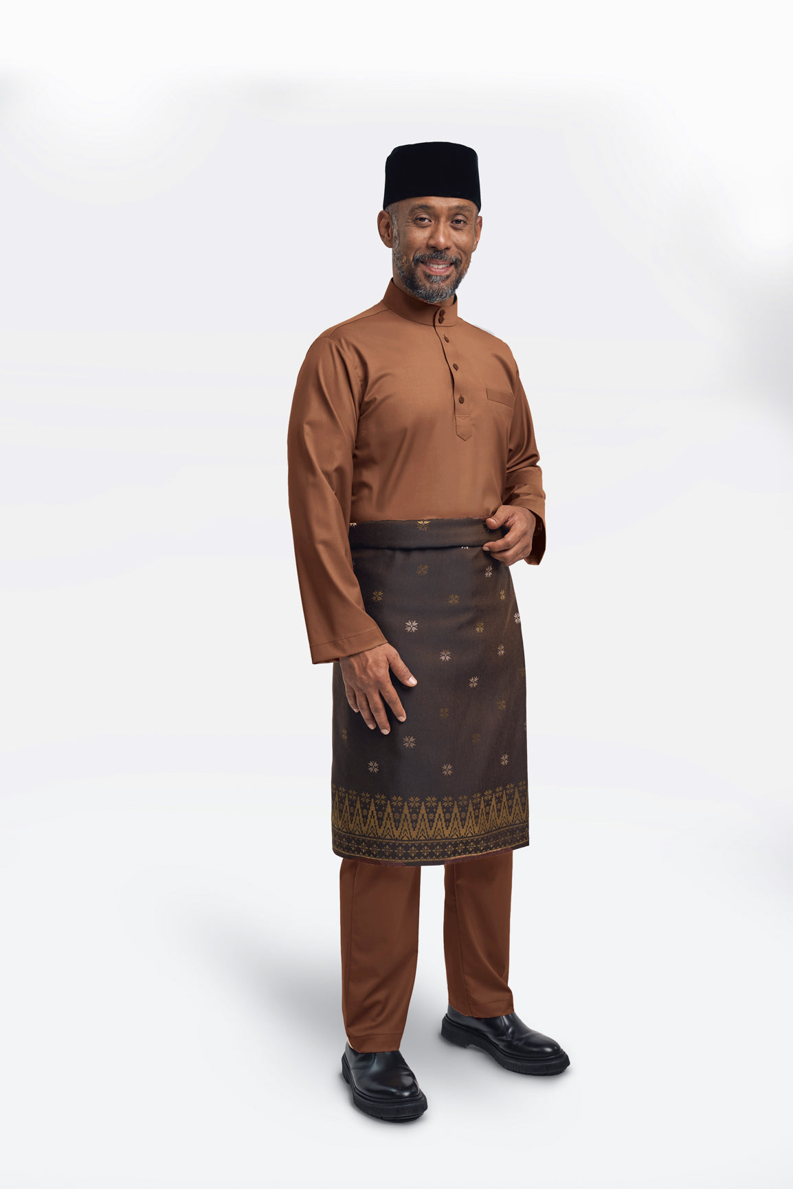 Patawali Modern Fit Baju Melayu Cekak Musang - Coffee Brown