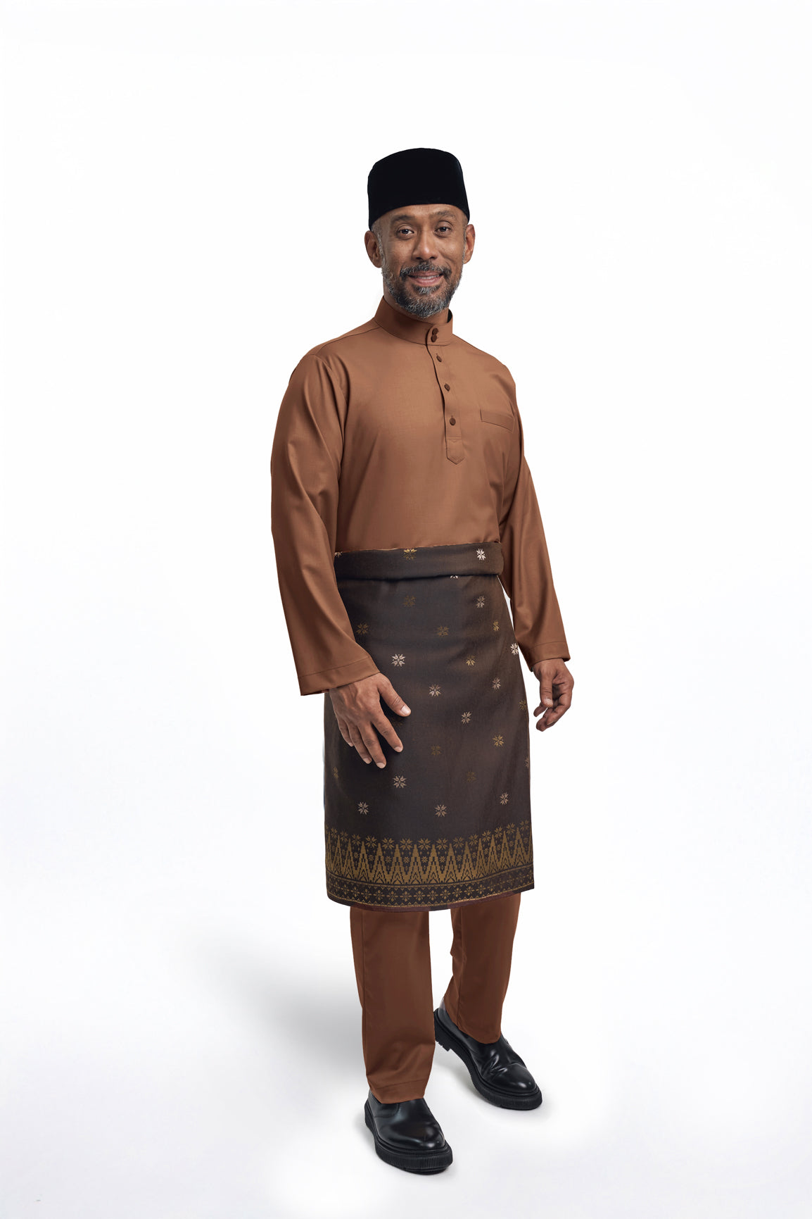 Patawali Modern Fit Baju Melayu Cekak Musang - Coffee Brown