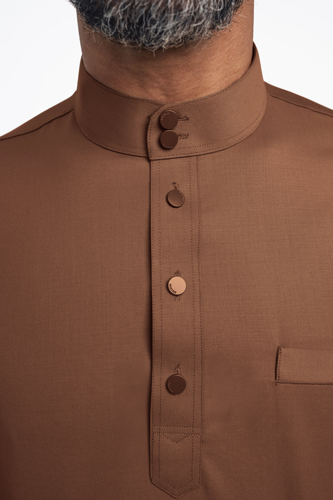 Patawali Modern Fit Baju Melayu Cekak Musang - Coffee Brown