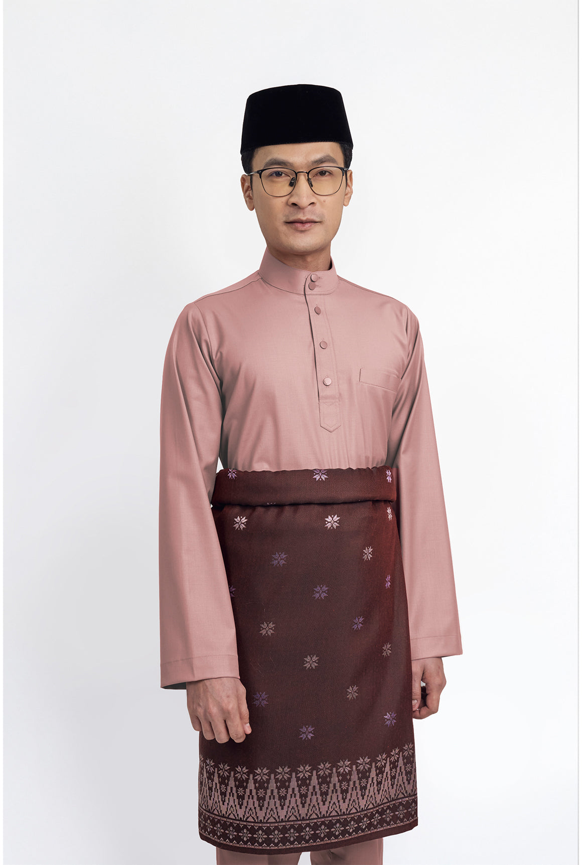 Patawali Modern Fit Baju Melayu Cekak Musang - Dusty Pink