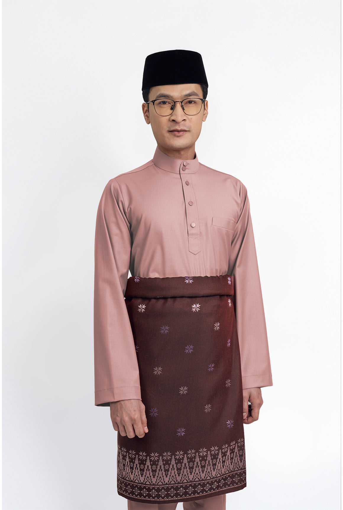 Patawali Modern Fit Baju Melayu Cekak Musang - Smokey Pink