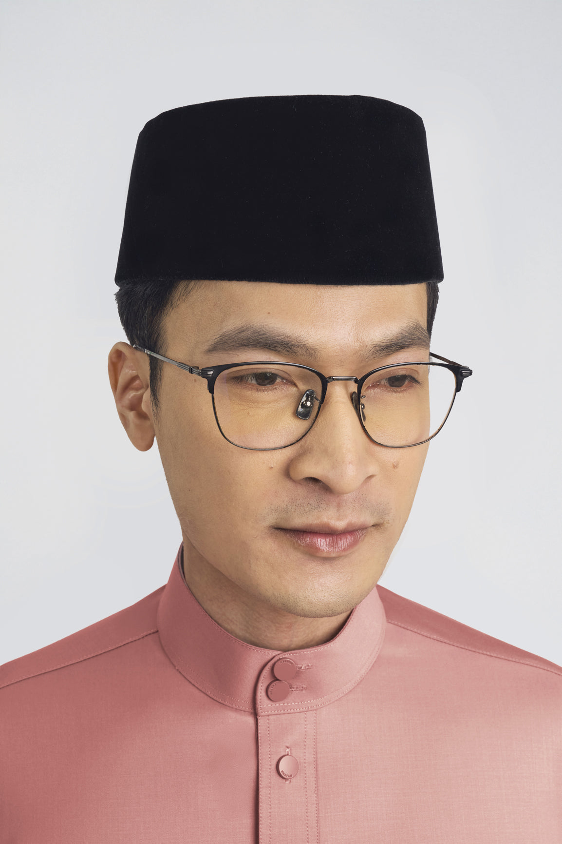 Patawali Modern Fit Baju Melayu Cekak Musang - Smokey Pink