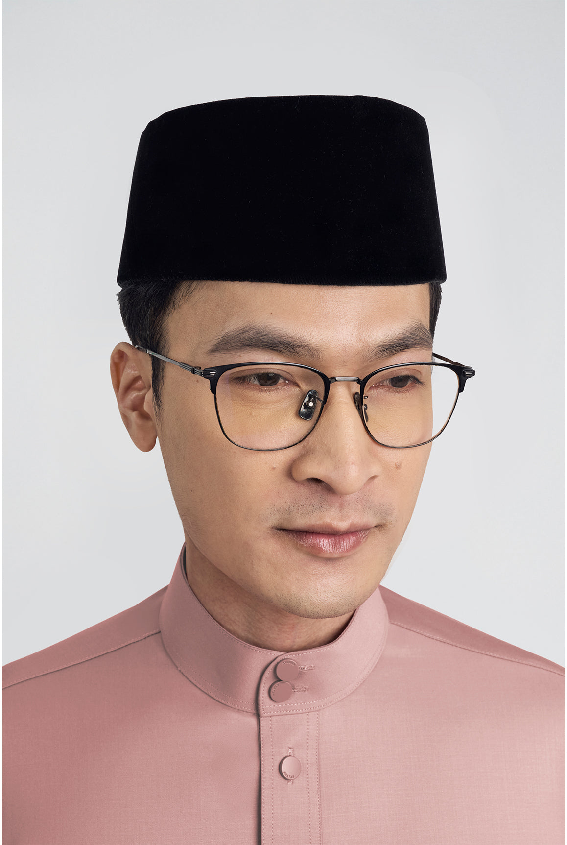 Patawali Modern Fit Baju Melayu Cekak Musang - Smokey Pink