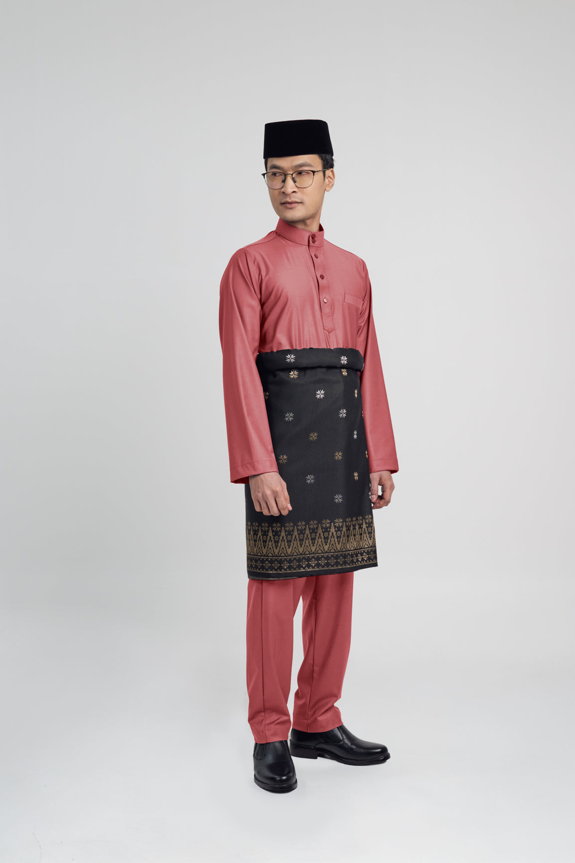 Patawali Modern Fit Baju Melayu Cekak Musang - Dark Rose