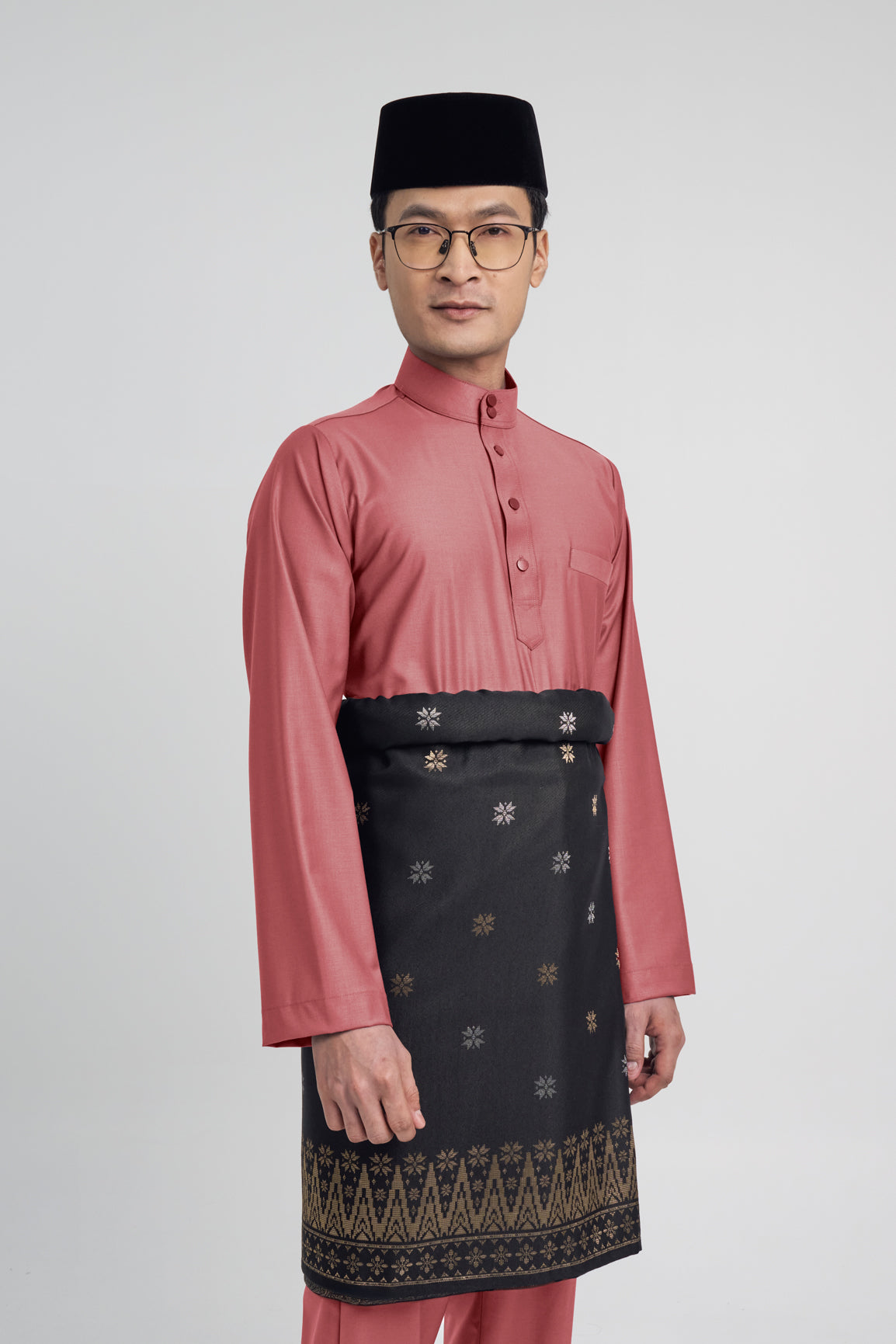 Patawali Modern Fit Baju Melayu Cekak Musang - Dark Rose