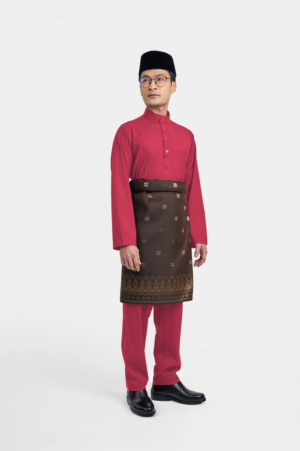 Patawali Modern Fit Baju Melayu Cekak Musang - Rose Red