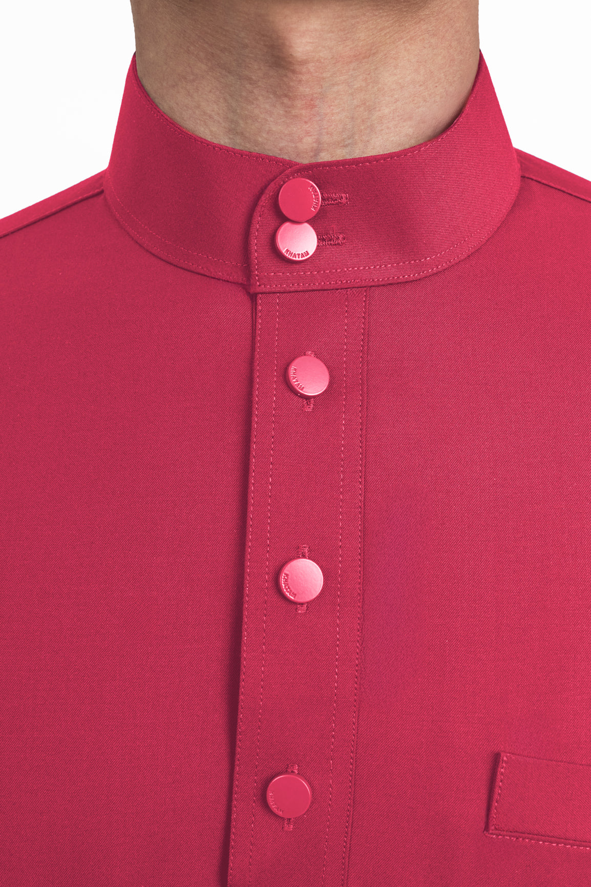 Patawali Modern Fit Baju Melayu Cekak Musang - Rose Red