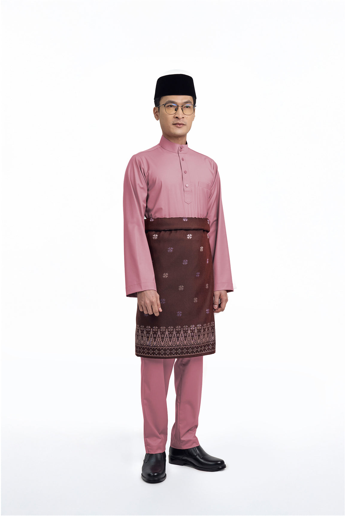 Patawali Modern Fit Baju Melayu Cekak Musang - Pink Belacan