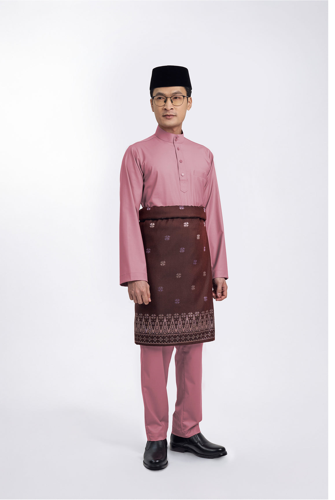 Patawali Modern Fit Baju Melayu Cekak Musang - Pink Belacan