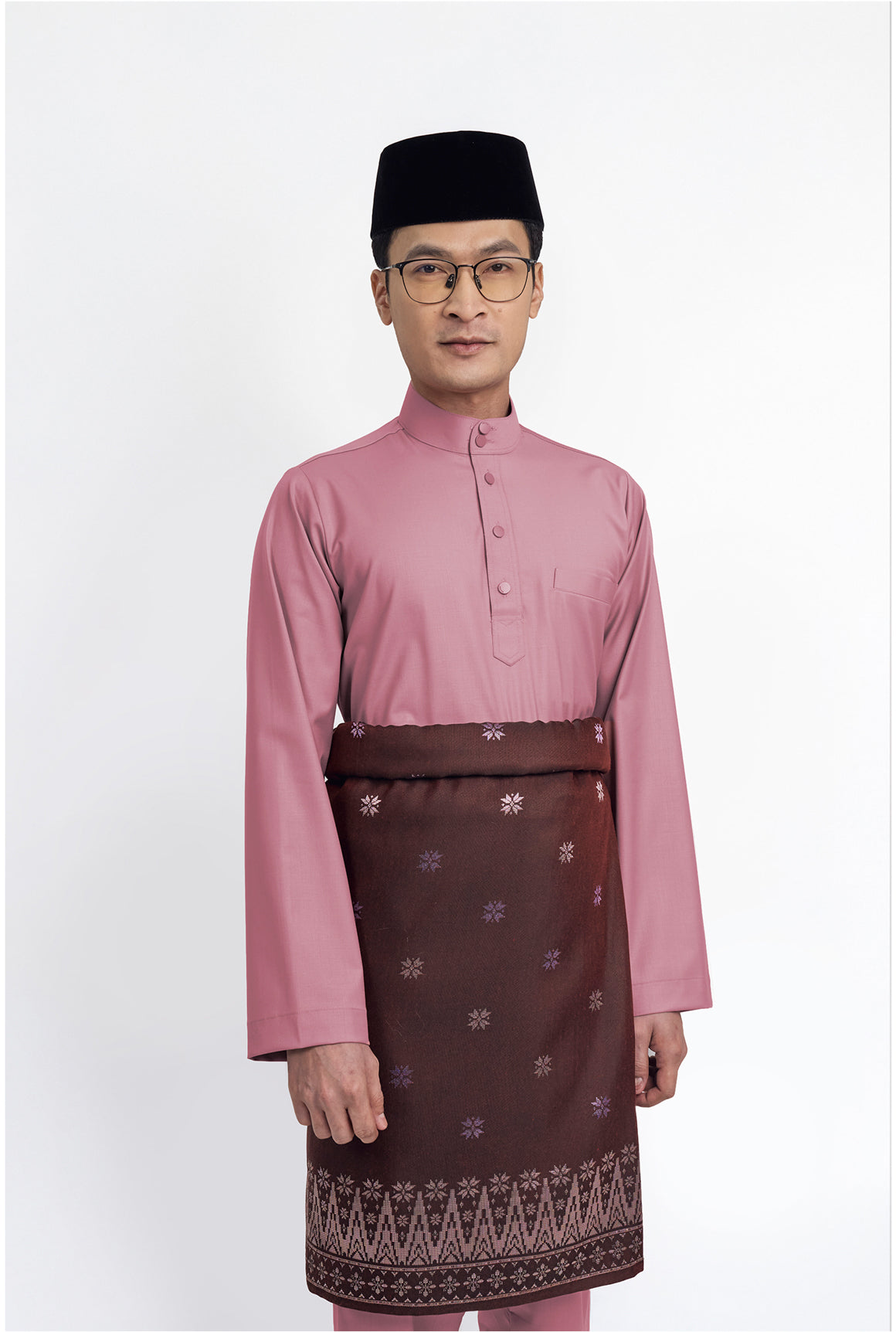 Patawali Modern Fit Baju Melayu Cekak Musang - Pink Belacan