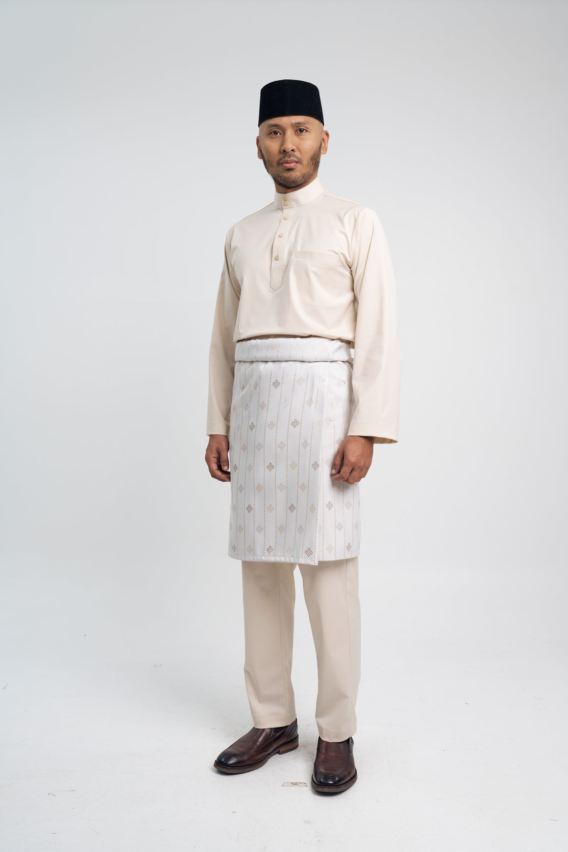 Patawali Modern Fit Baju Melayu Cekak Musang - Ecru Beige