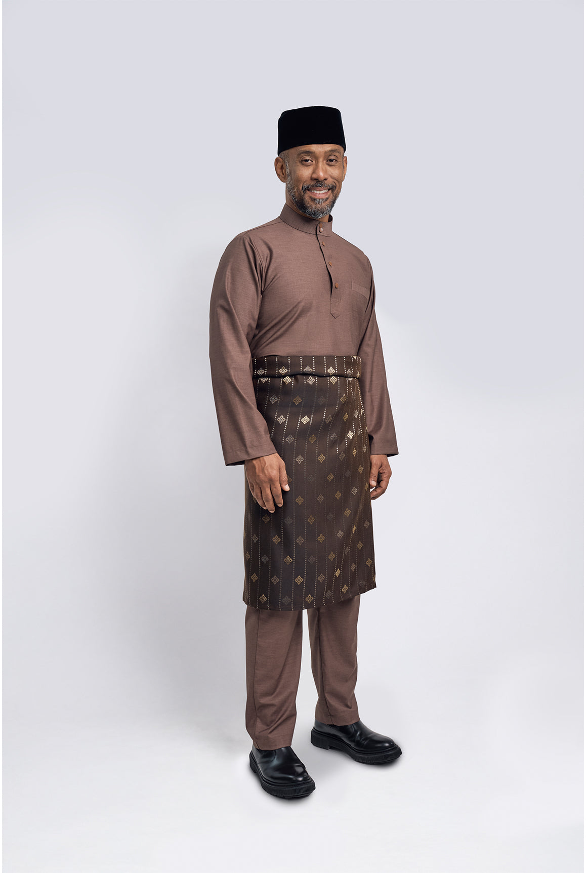 Patawali Modern Fit Baju Melayu Cekak Musang - Espresso