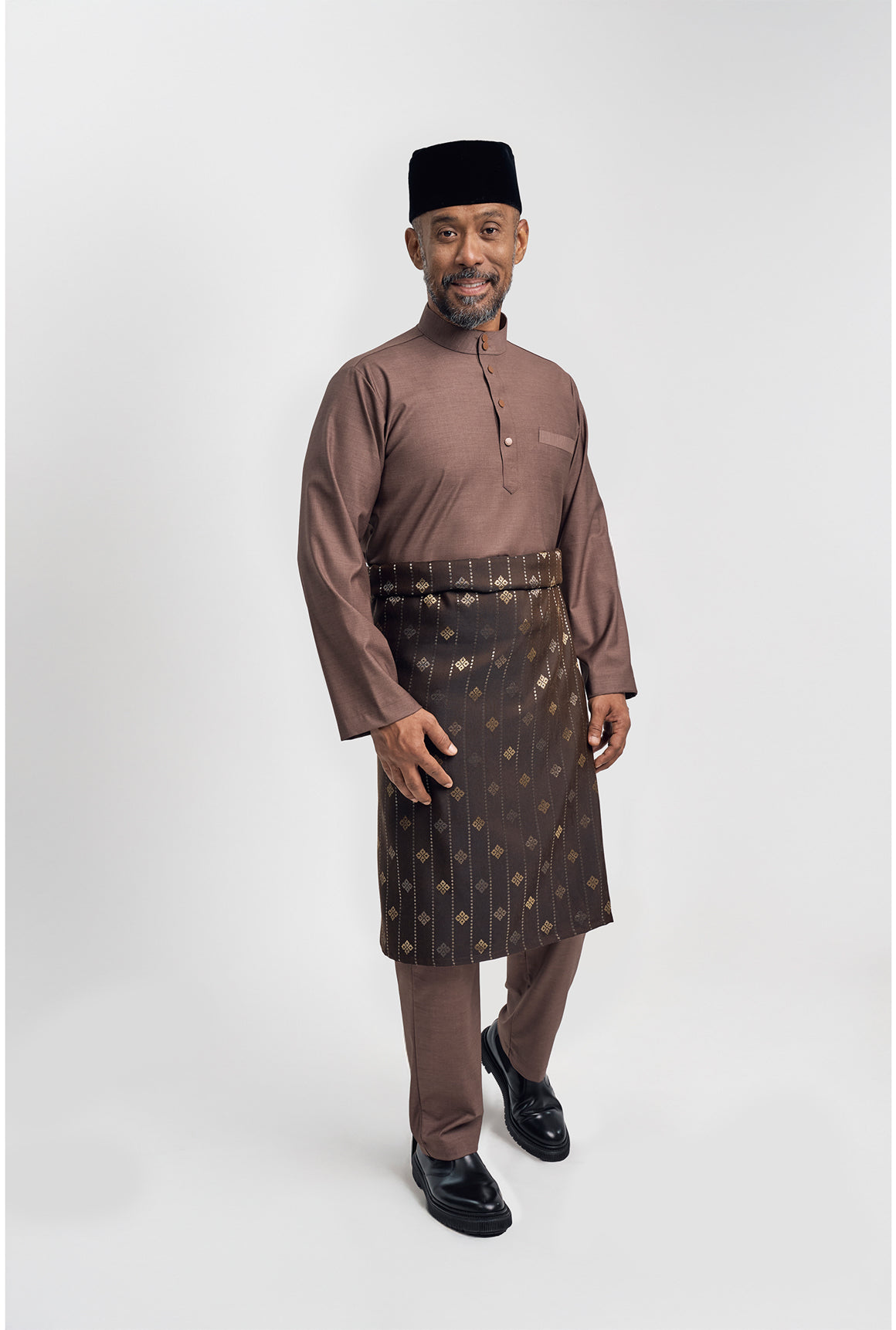 Patawali Modern Fit Baju Melayu Cekak Musang - Espresso