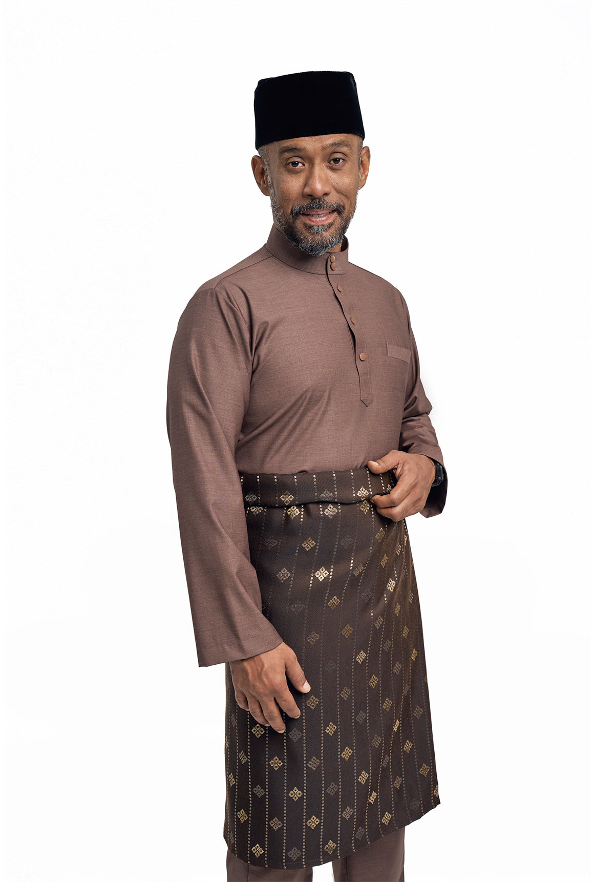 Patawali Modern Fit Baju Melayu Cekak Musang - Espresso