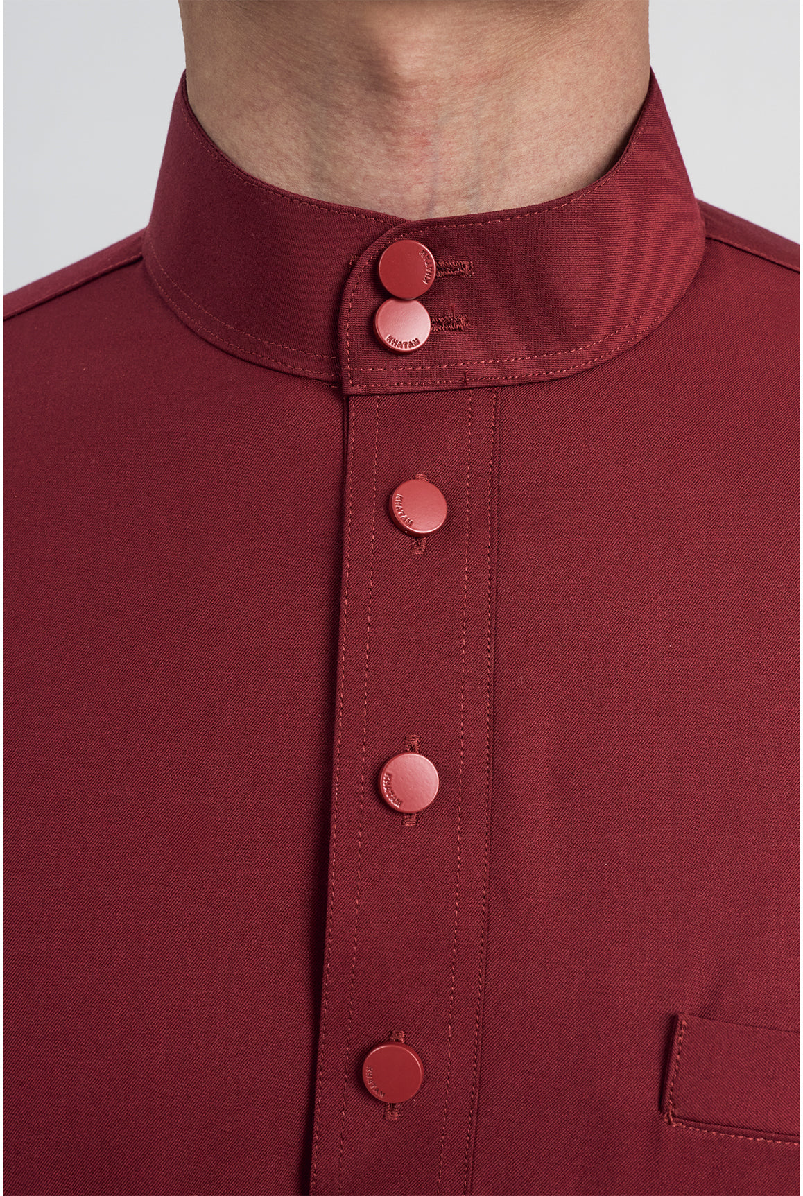 Patawali Modern Fit Baju Melayu Cekak Musang - Mahogany Red
