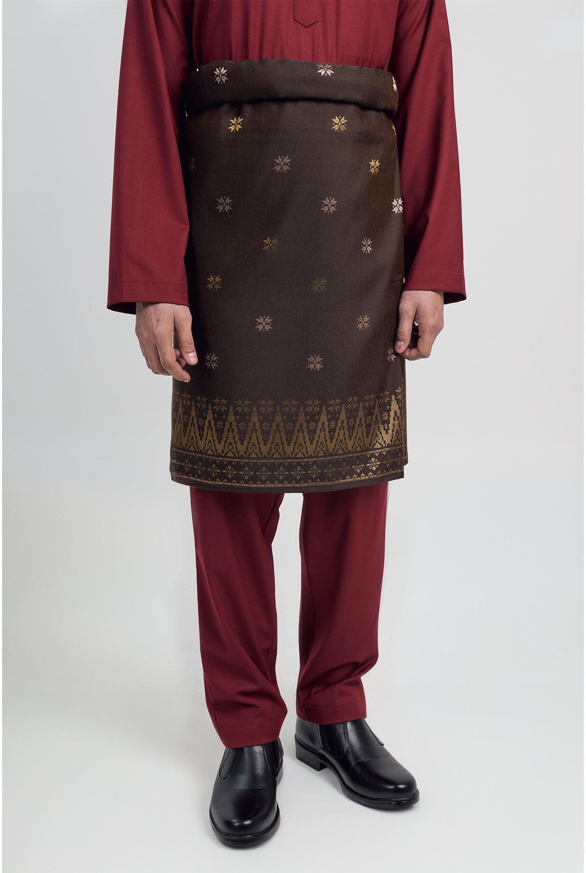 Patawali Modern Fit Baju Melayu Cekak Musang - Mahogany Red