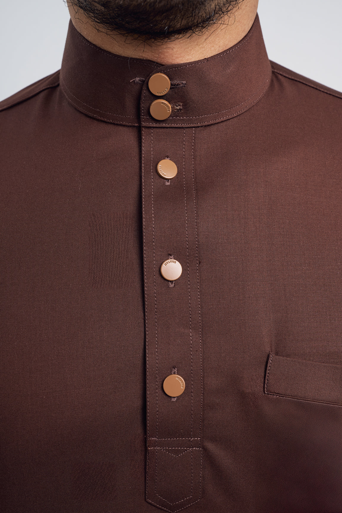 Patawali Modern Fit Baju Melayu Cekak Musang - Dark Brown