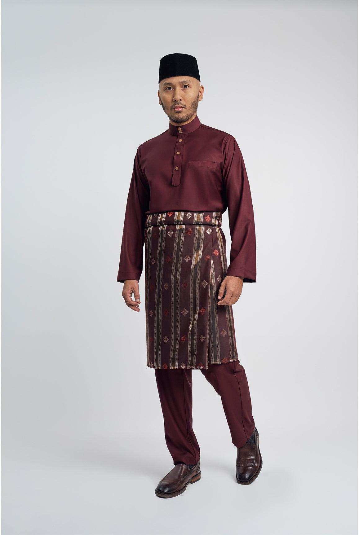Patawali Modern Fit Baju Melayu Cekak Musang - Burgundy Red