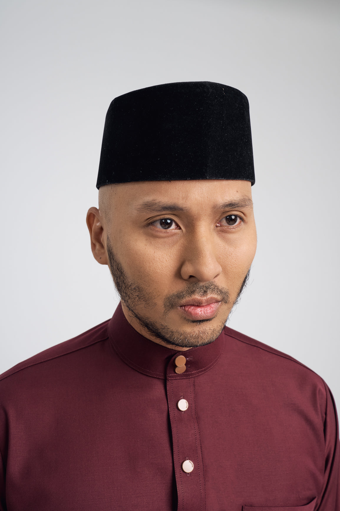 Patawali Modern Fit Baju Melayu Cekak Musang - Burgundy Red