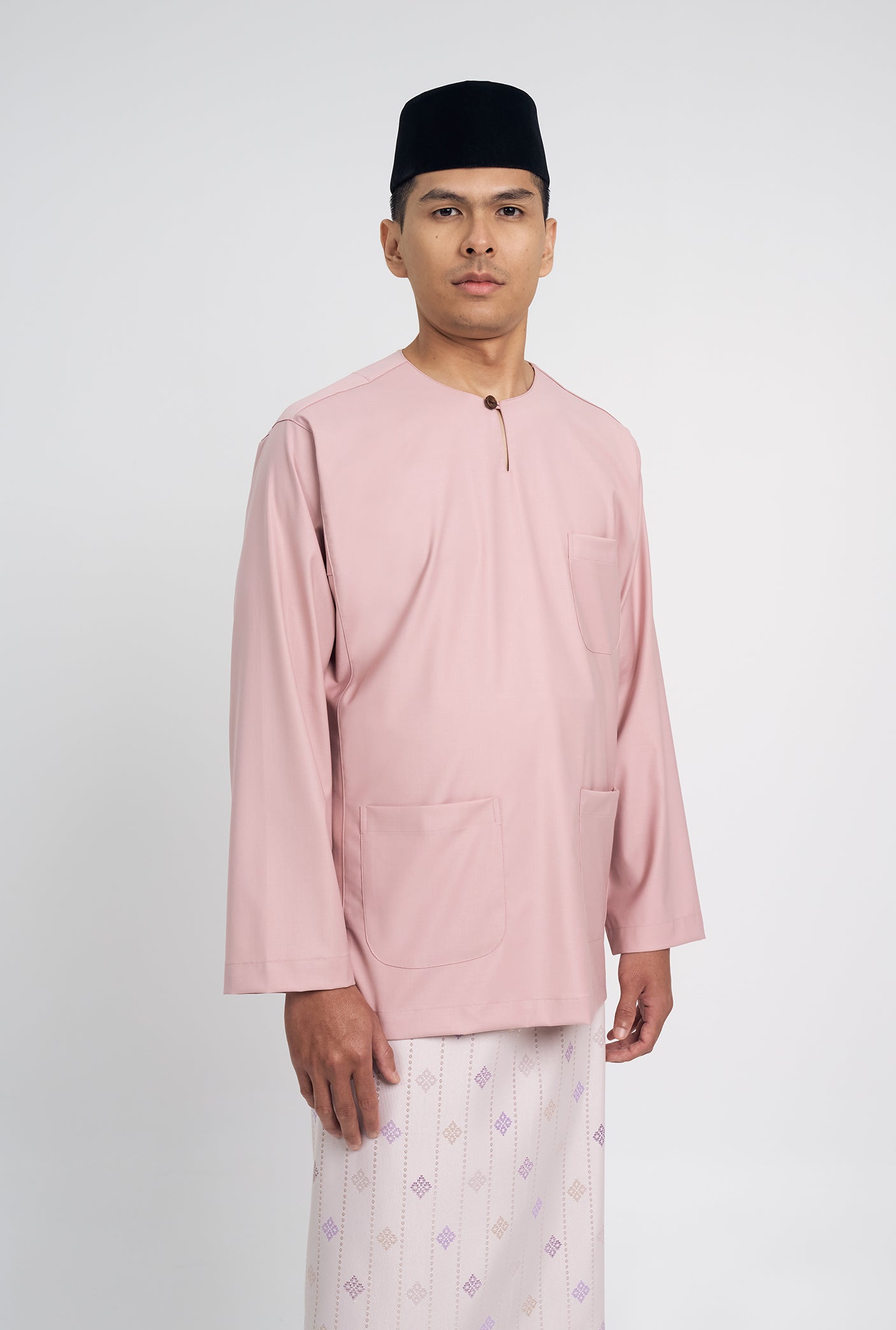 Patawali Classic Fit Baju Melayu Teluk Belanga - Soft Pink