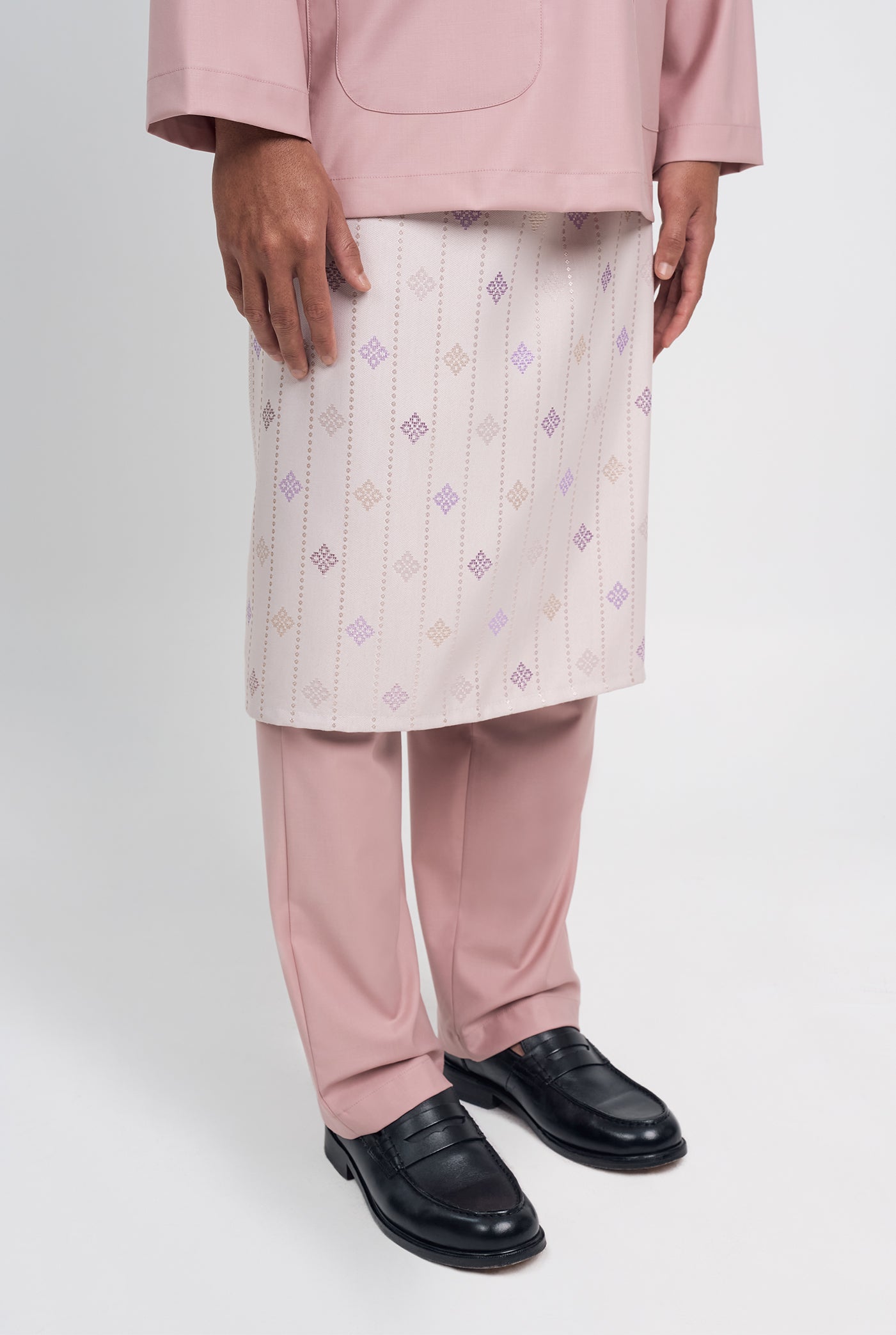 Patawali Classic Fit Baju Melayu Teluk Belanga - Soft Pink