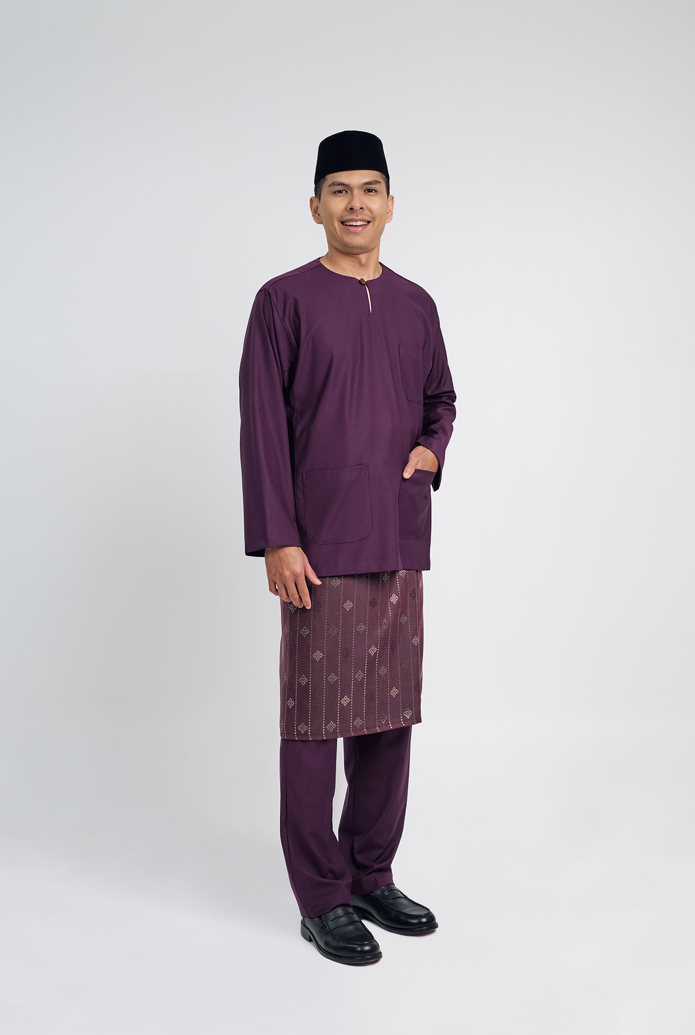 Patawali Classic Fit Baju Melayu Teluk Belanga - Dark Purple