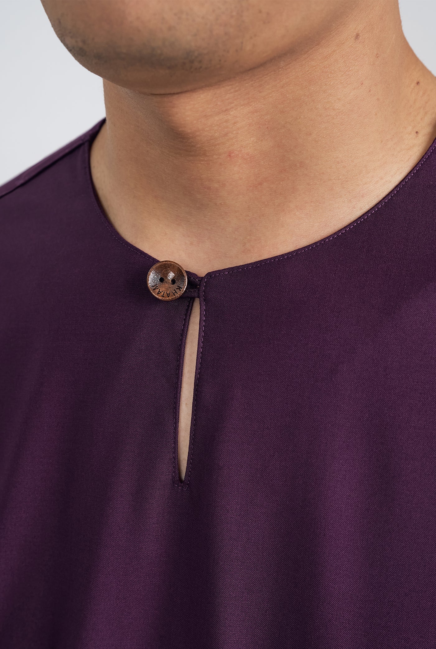 Patawali Classic Fit Baju Melayu Teluk Belanga - Dark Purple