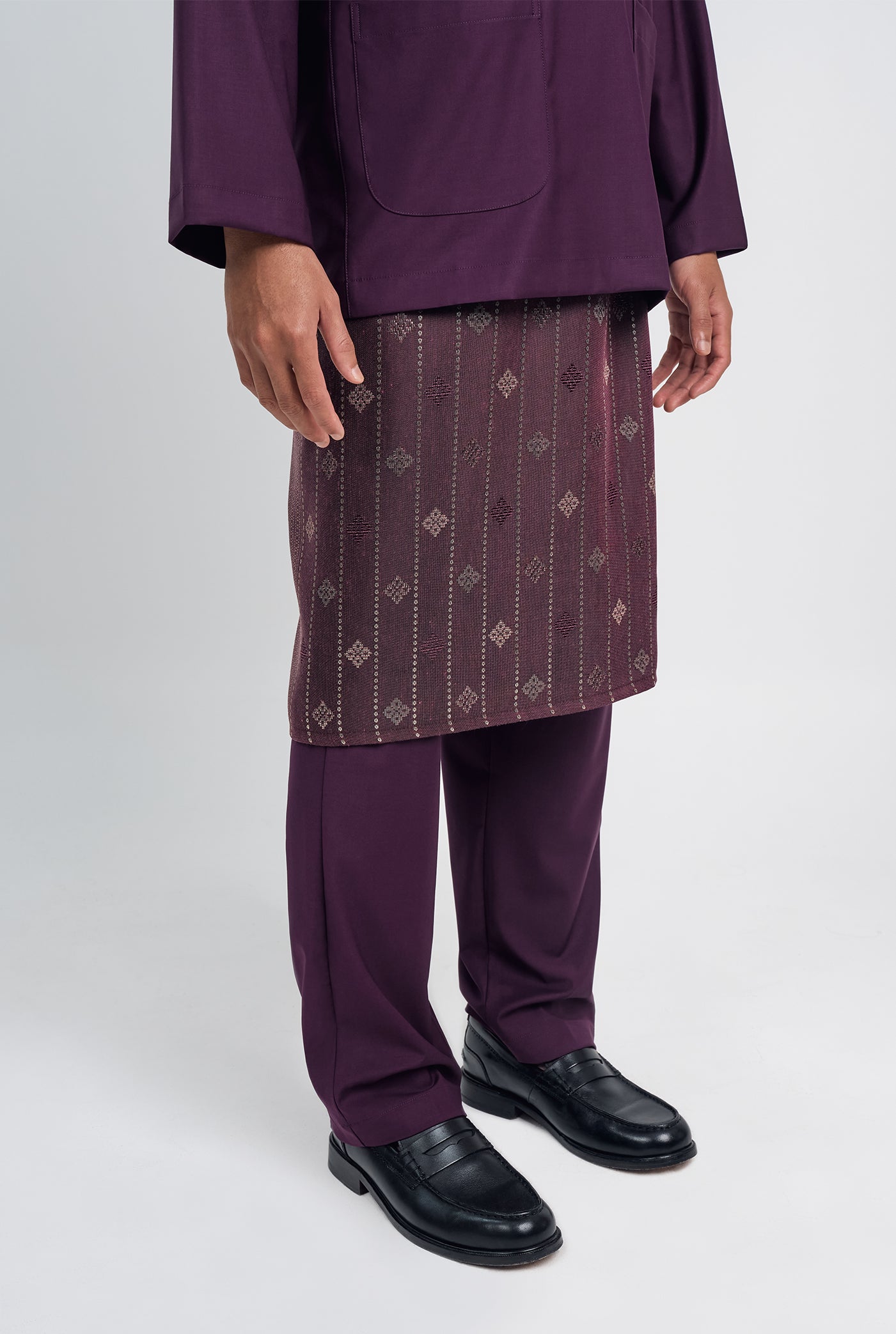 Patawali Classic Fit Baju Melayu Teluk Belanga - Dark Purple