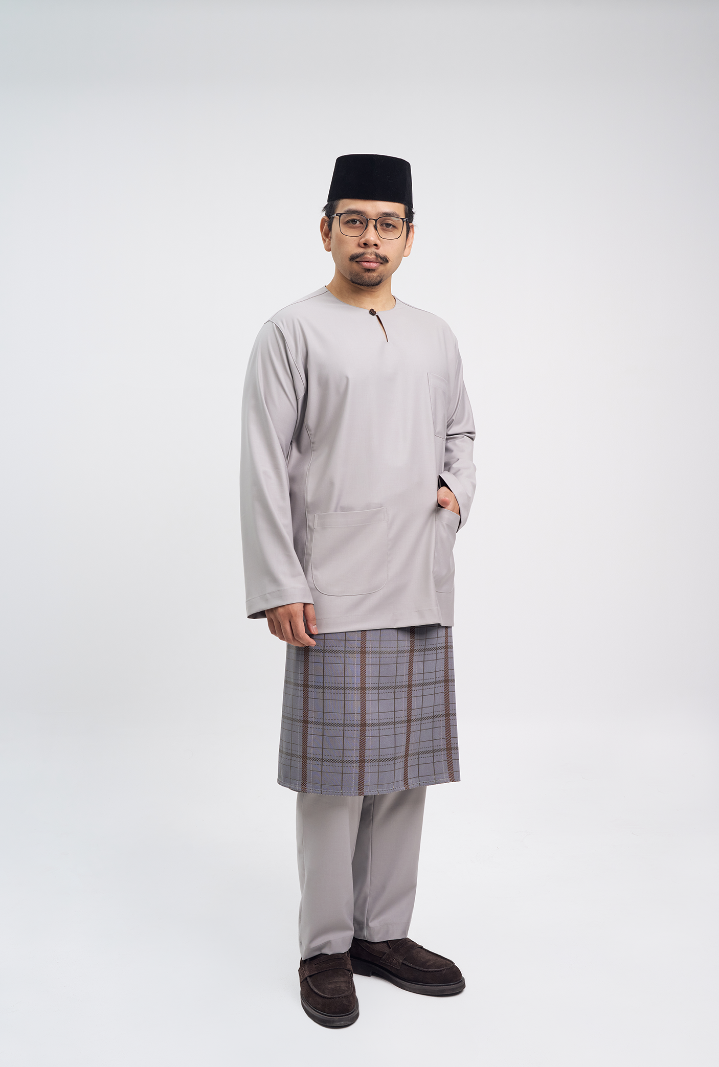 Patawali Classic Fit Baju Melayu Teluk Belanga - Ash Grey