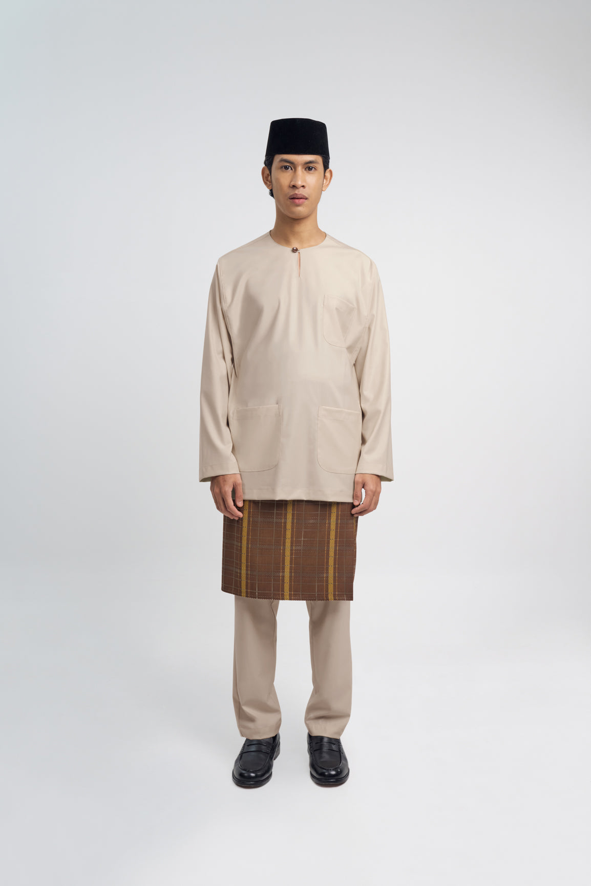Patawali Classic Fit Baju Melayu Teluk Belanga - Beige